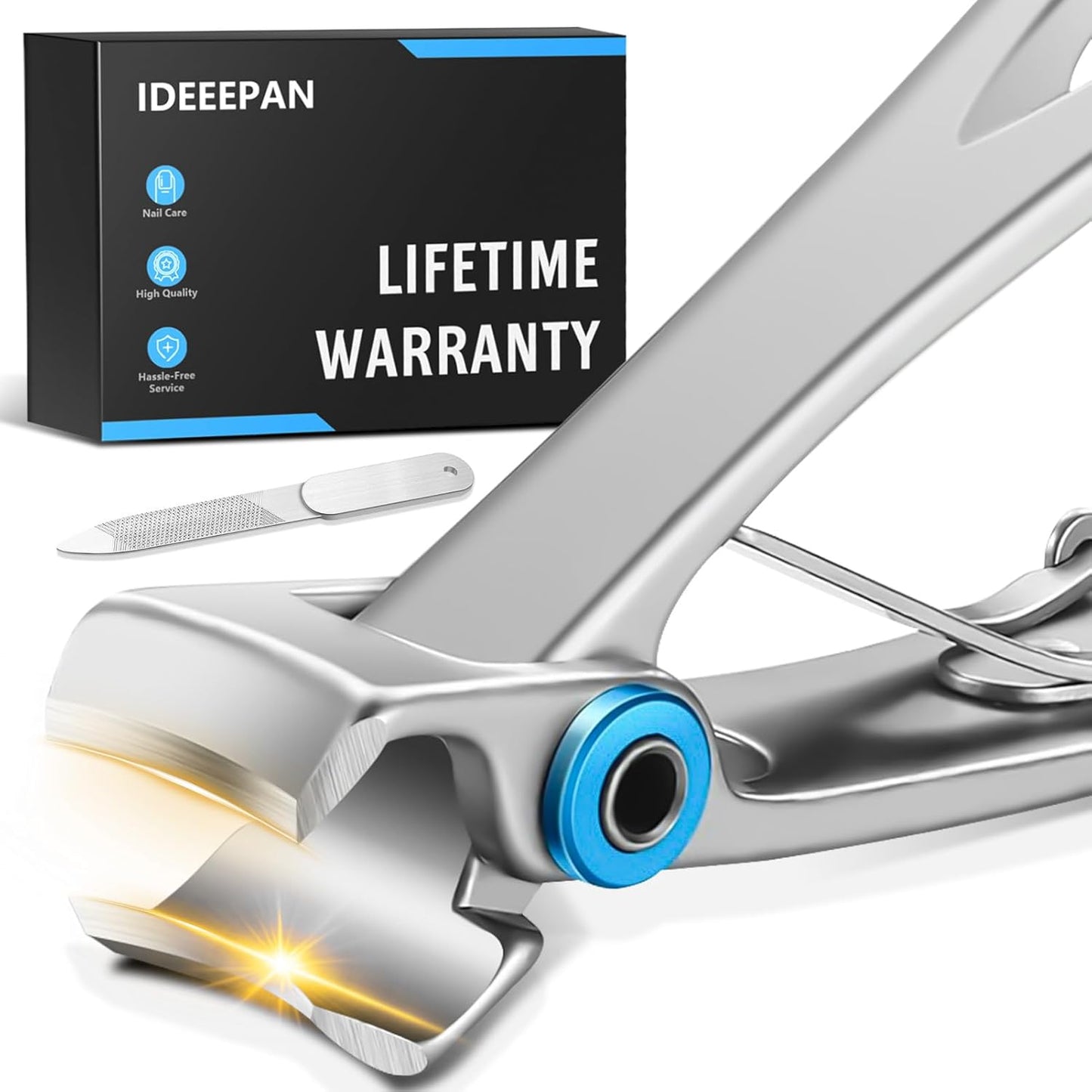 Nail Clippers for Men Thick Nails, Ultra Sharp Sturdy Large 16MM Wide Jaw Opening Fingernail and Toenail Clippers for Seniors & Adults (Silver)