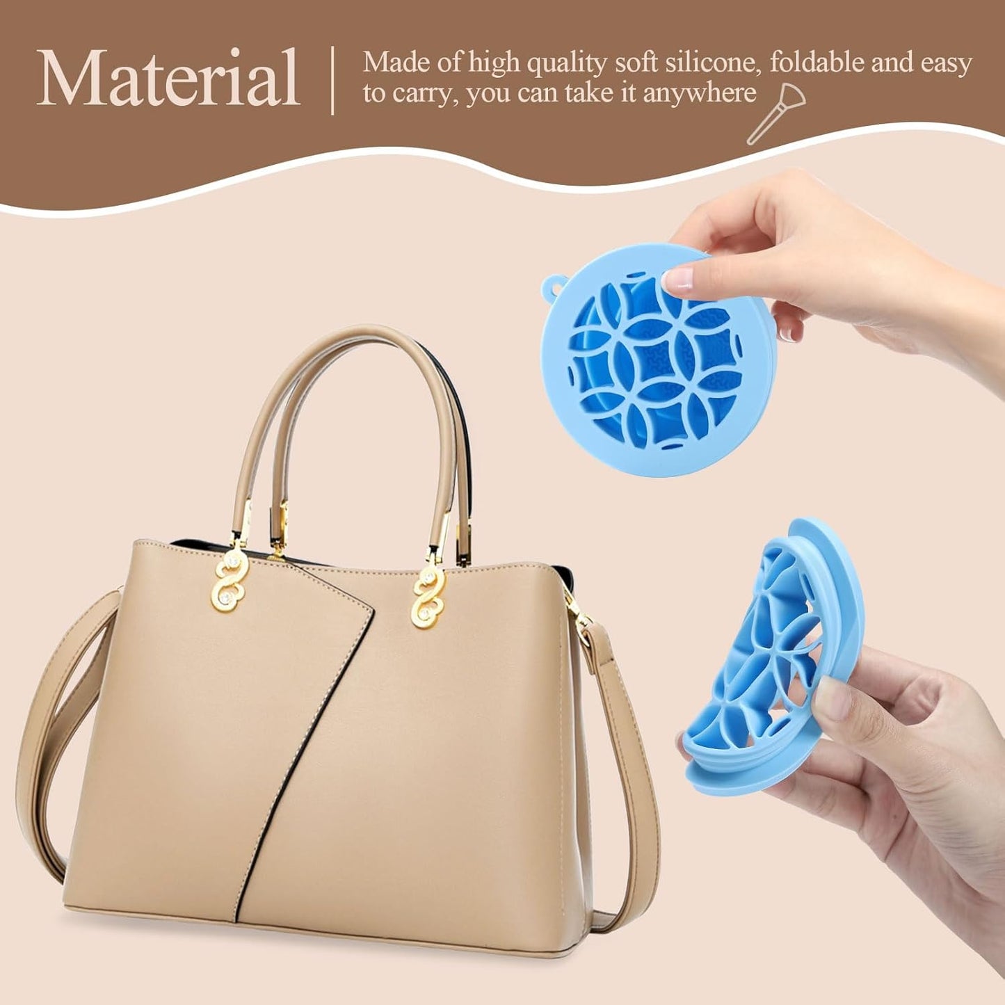 WantGor Makeup Brush Cleaner Mat with Brush Storage Holder, 3 in 1 Foldable Silicone Bowl Cosmetic Brushes Cleaning Pads Tool for Makeup Brush, Makeup Sponge, Powder Puff (Blue)