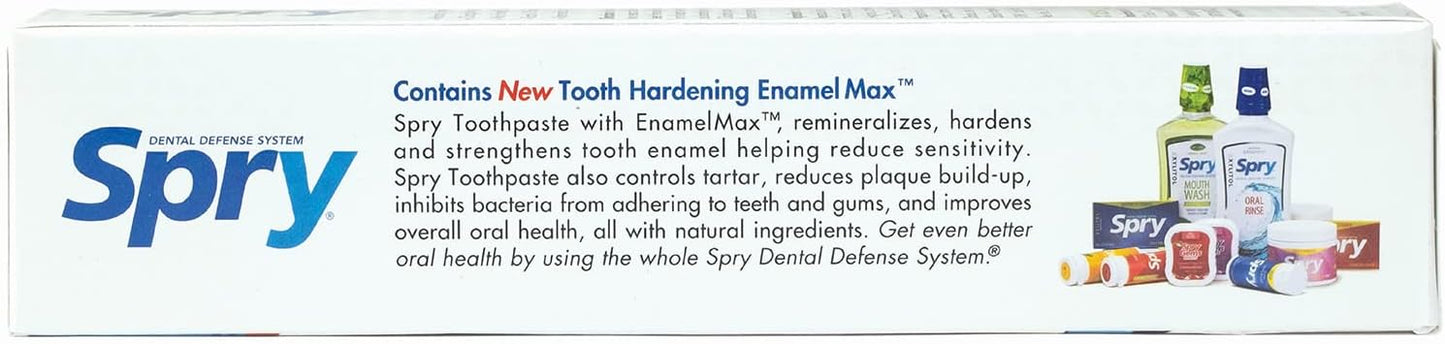 Spry Natural Xylitol Toothpaste 5oz for Adults and Kids - Fluoride Free, Gentle for Sensitive Teeth Whitening and Remineralizing, Breath Freshening, Mouth Moisturizing, Peppermint (Pack of 1)