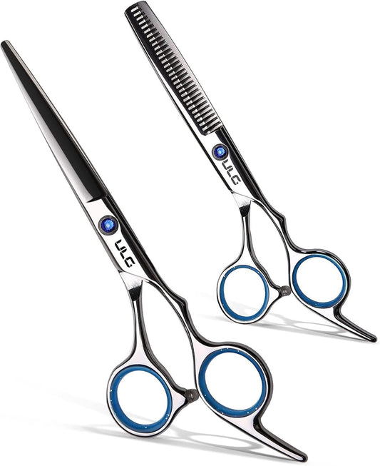 Hair Cutting Scissors Thinning Shears Kit ULG Professional Barber Hairdressing Texturizing Salon Razor Edge Scissor Japanese Stainless Steel 6.5 inch