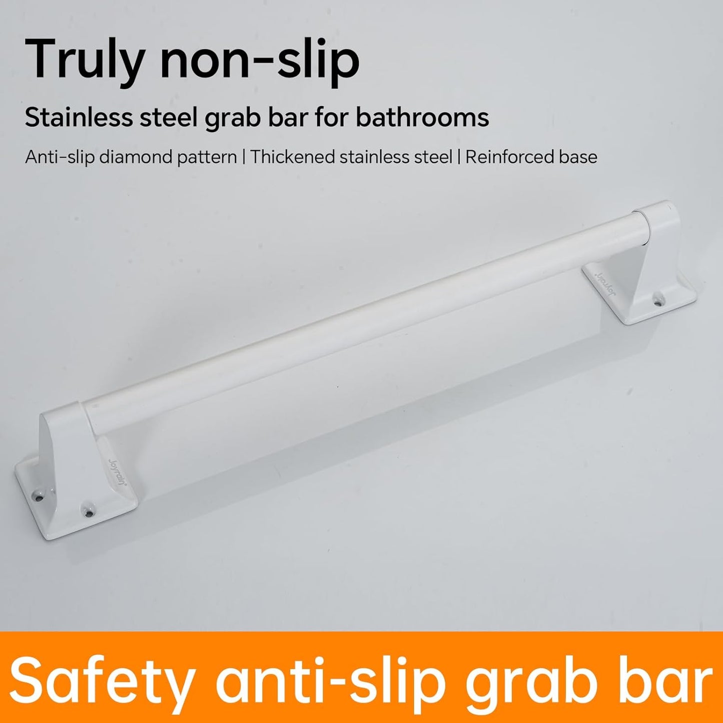 Joyrain Stainless Steel Bathroom Grab Bar for Elderly - Safety Rail & Towel Rack Dual Function, 9/16/24 Inch Anti-Slip Handle for Shower/Toilet/Tub (White, 9 inch)