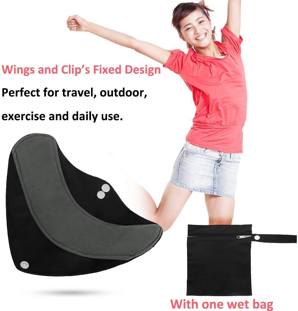 Reusable Bamboo Sanitary Towels Pads, TopDirect 8 Pack Medium & Large (9.06" & 11.02") Heavy Flow Night Pads Washable Cloth Menstrual Pad with Wet Bag for Women