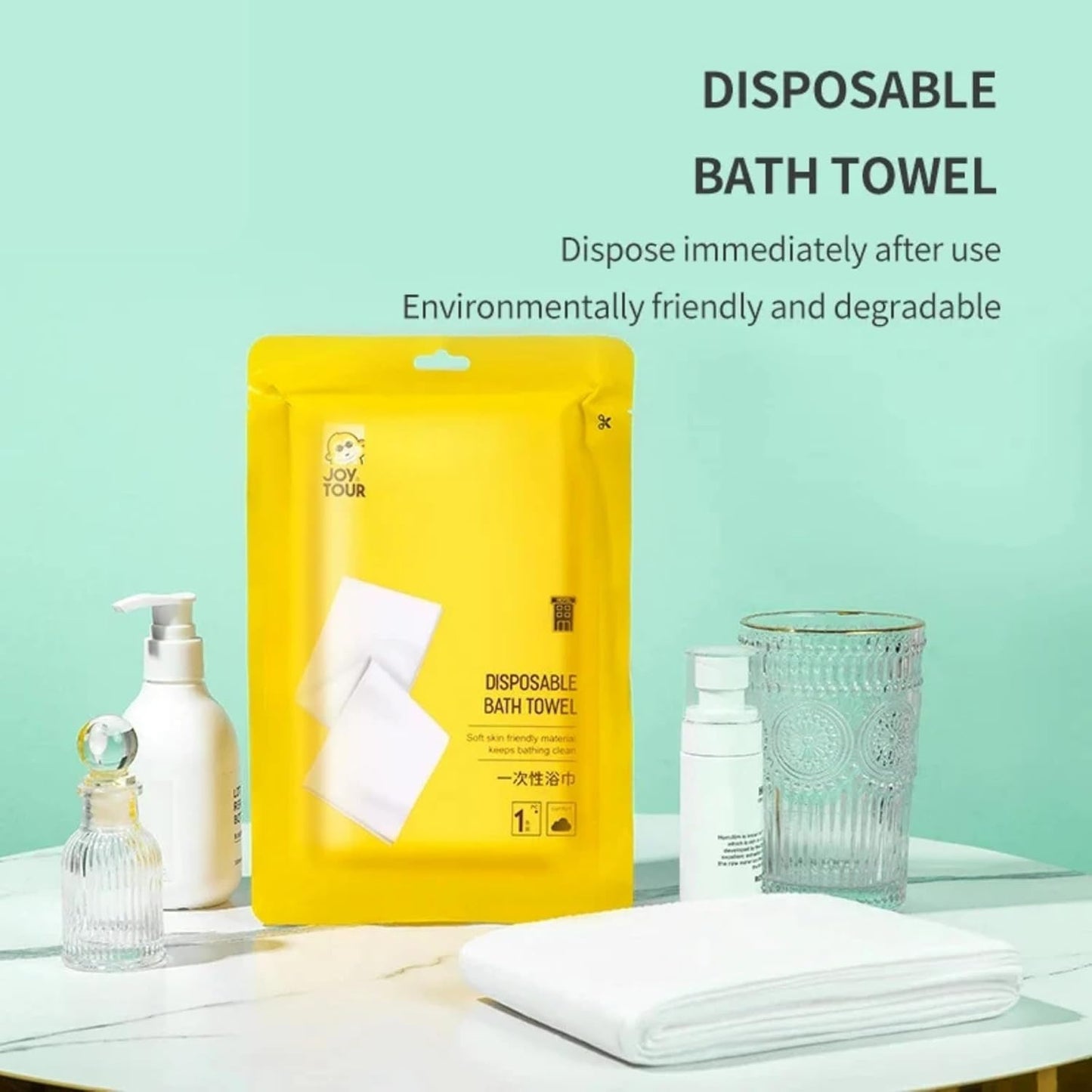 Disposable Bath Towels 5‑Pack – Large 55″ × 27.5″ Biodegradable Cotton Body Towels for Travel, Spa, Camping, Hotels – Ultra-Absorbent, Individually Wrapped & Portable