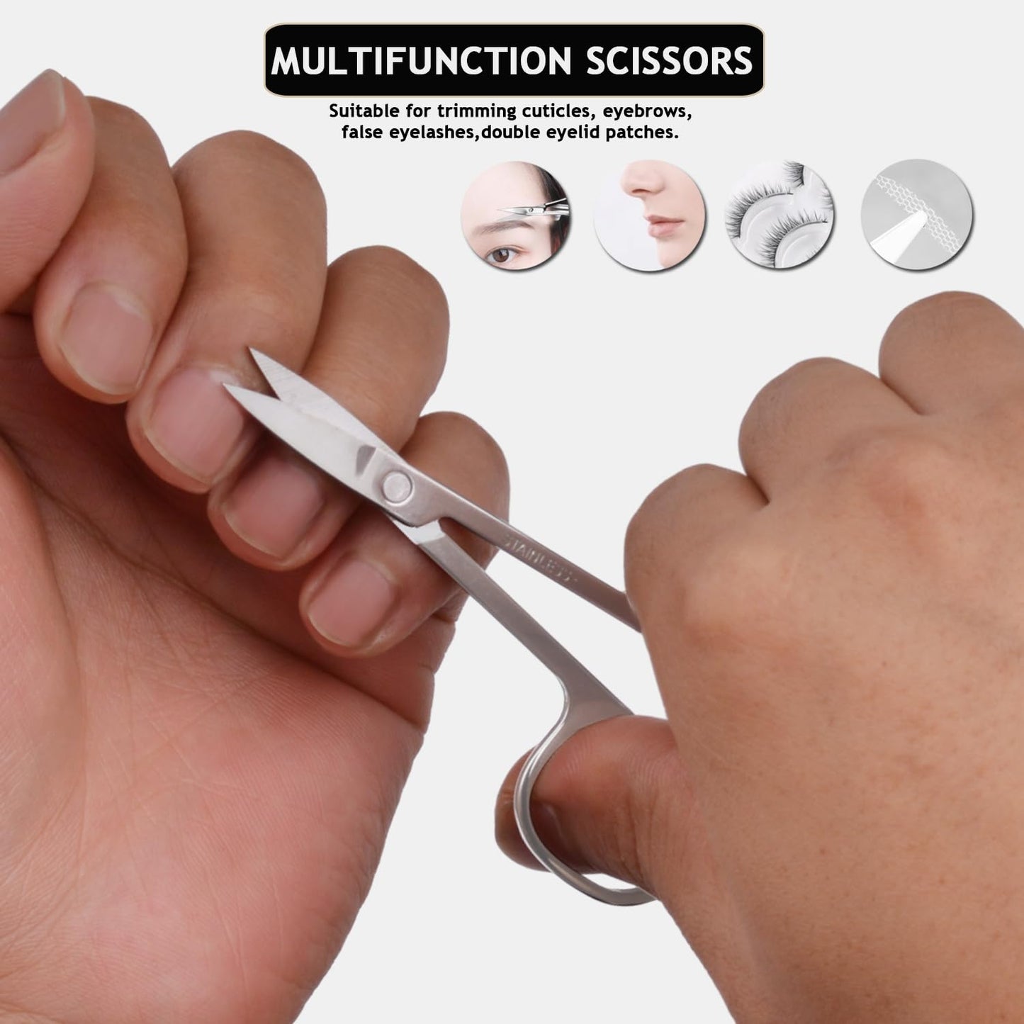 Travel Manicure Set Professional Nail Clipper Kit-5 Pieces Stainless Steel Manicure Kit, Women Men Grooming kit With Nail Care Tools Beauty Scissors Tweezers (Silver Blue)