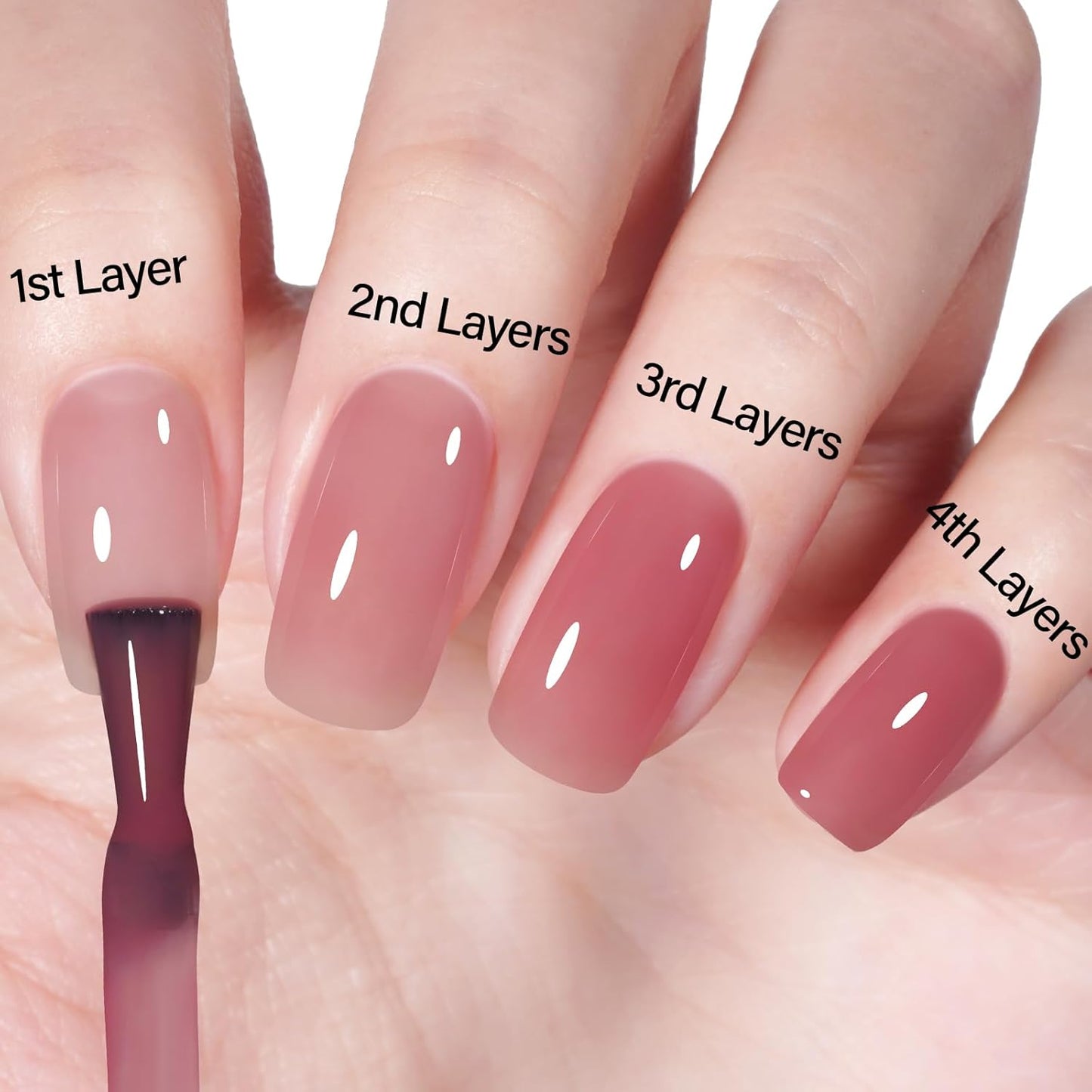 AILLSA Dark Pink Gel Nail Polish Pink Burgundy Jelly Gel Polish Neutral Sheer Translucent Nude Gel Polish Long Lasting Pinks Wine Color Soak Off U V Gel for French Manicure Nail Art at Home 0.51 Oz