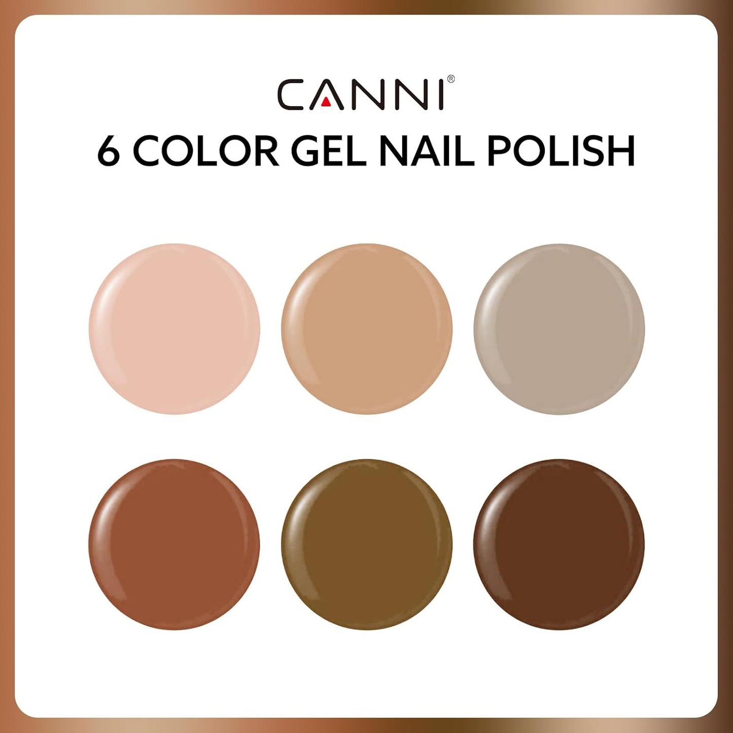 CANNI 6Pcs 9ml Hema-Free Nude Brown Fall Gel Nail Polish Set- Dark Brown Fall Colors Gel Polish Kit DIY at Home Salon Christmas New Year's Gifts for Girls