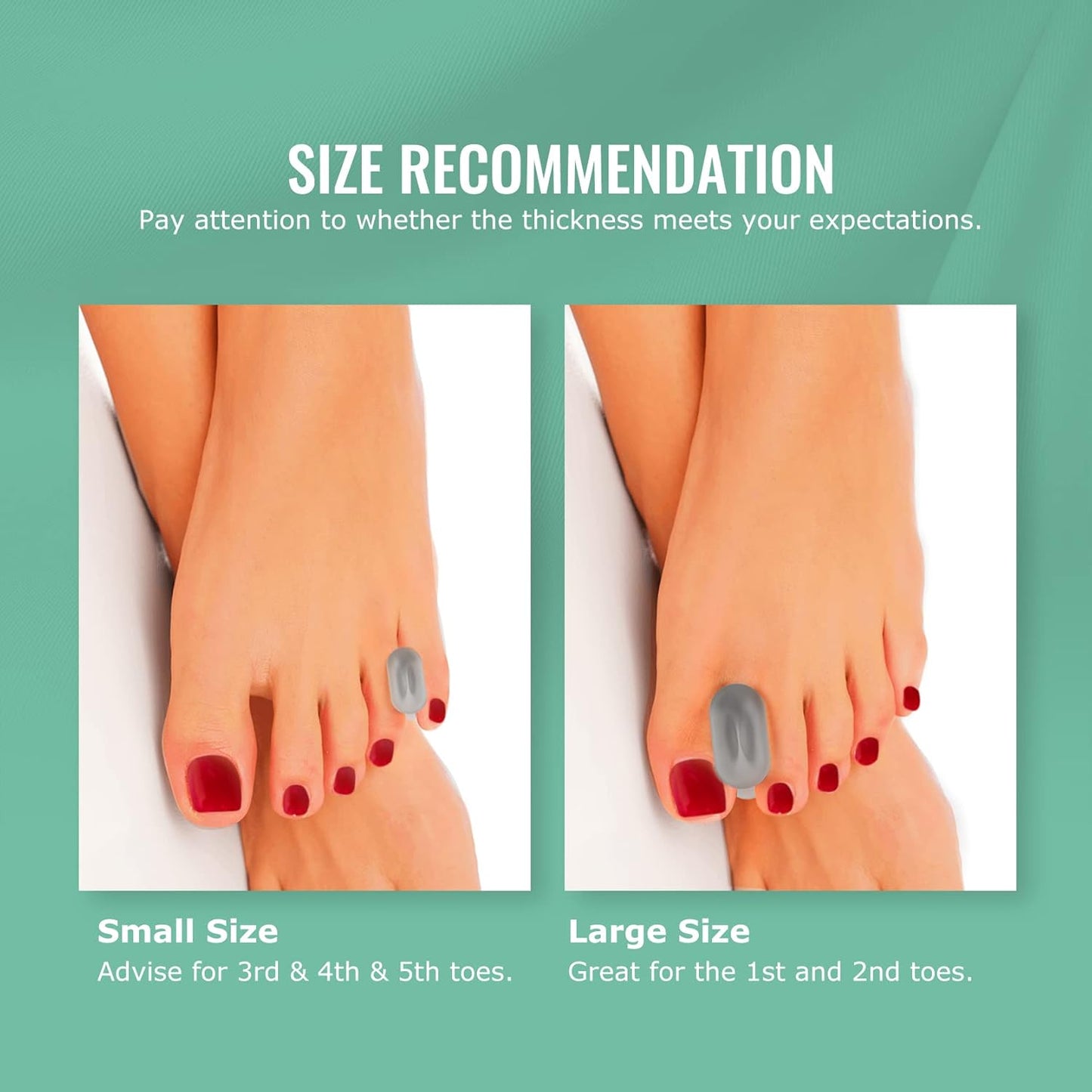 Welnove 12-Pack Gel Toe Separators – Bunion Pads – Toe Spacers for Straightening Overlapping Toes for Men and Women - Transparent Black