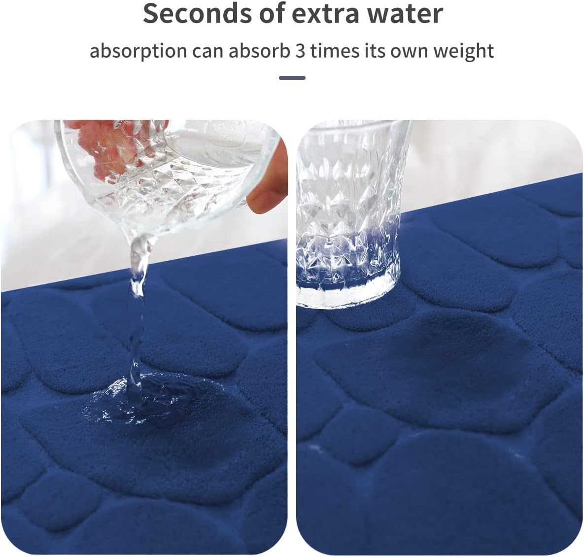 YIHOUSE Memory Foam Bath Mat Cobblestone Bathroom Rugs Super Water Absorbent Bath Mats for Bathroom Machine Washable Bath Rugs(24 x 36,Dark Blue)
