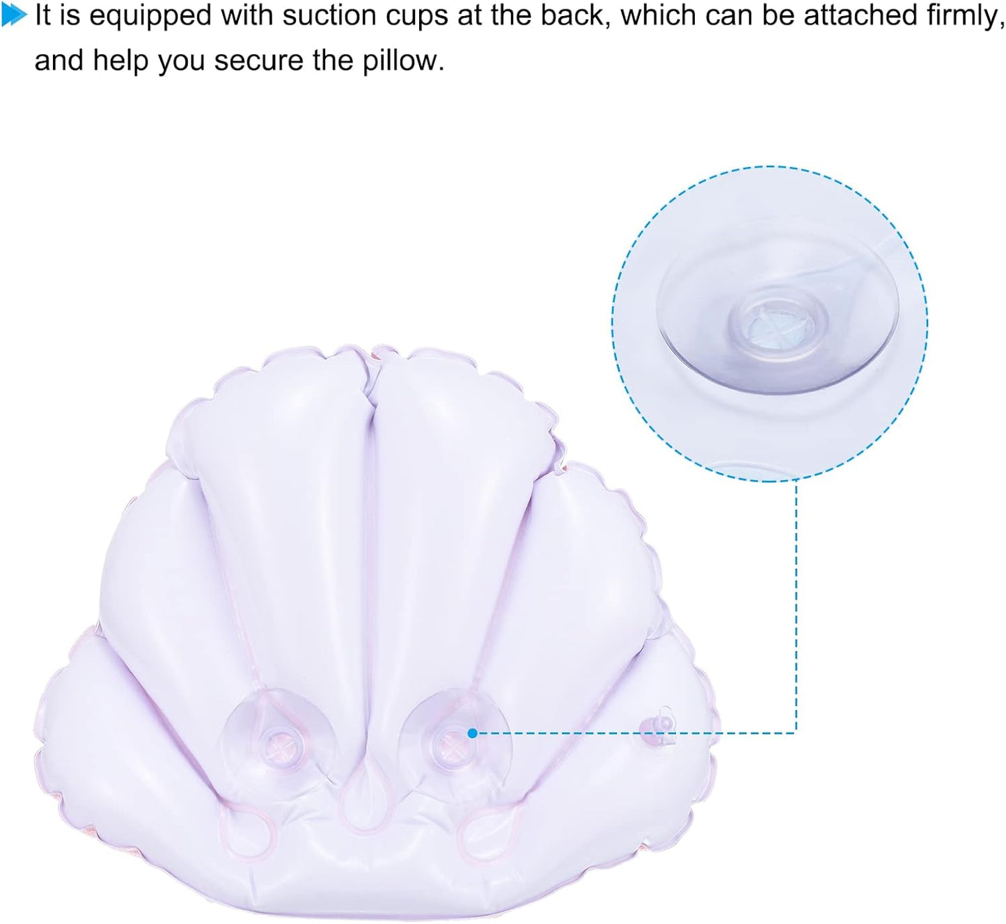 PATIKIL Inflatable Bath Pillow with Suction Cups, 2 Pack Terry Cloth Covered Shell Shape Soft Bath Spa Cushion Neck Support for Bathtub Hot Tub (Pink, White)