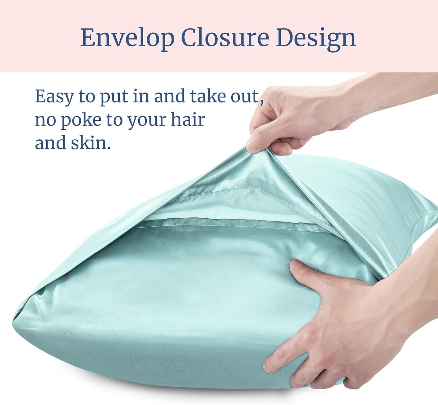 BEDELITE Satin Pillowcase for Hair and Skin, Super Soft and Cooling Similar to Silk Pillow Cases 2 Pack with Envelope Closure, Gift for Women Men(20"x40" King Size, Blue Grey)