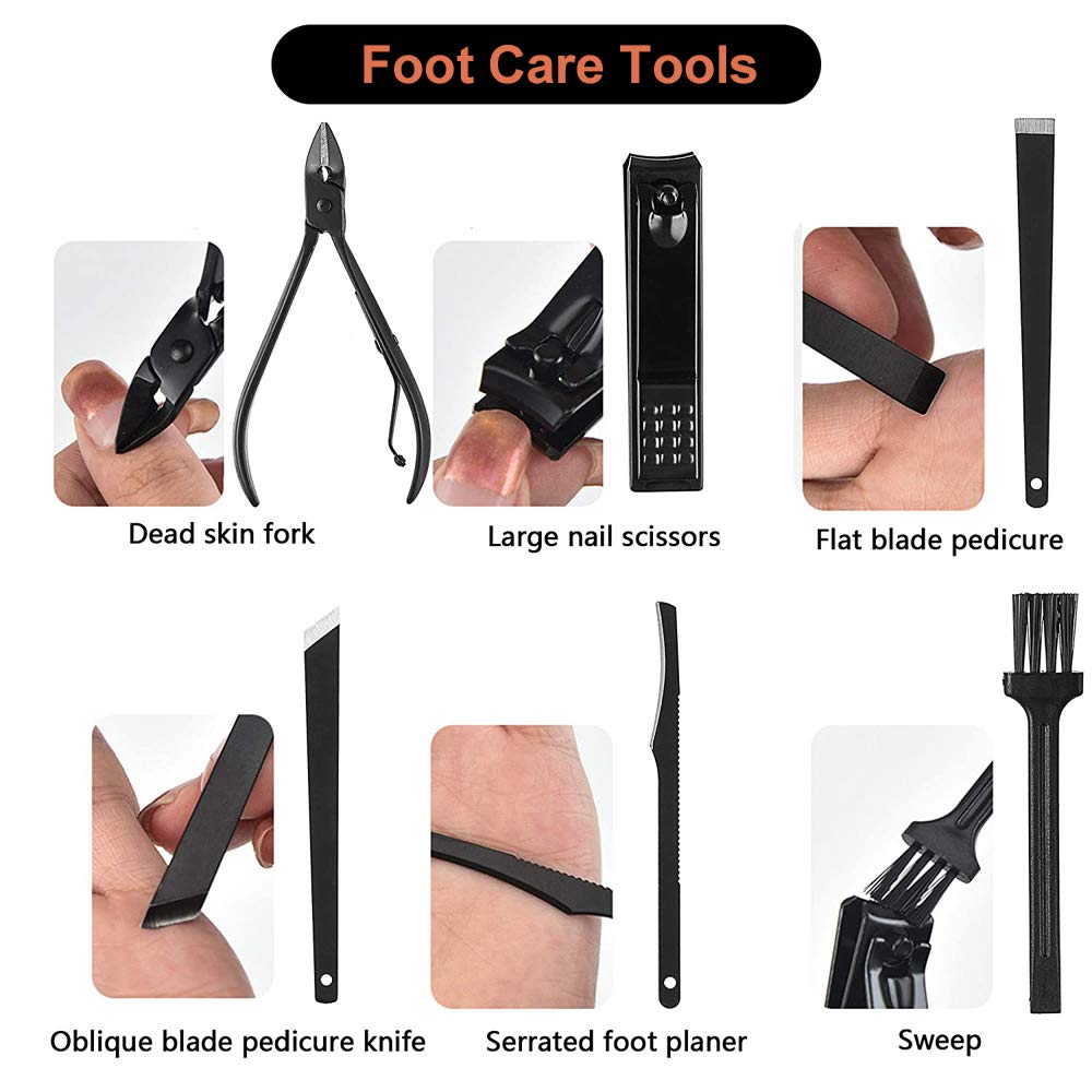 Manicure Set, Pedicure Kit, Nail Clippers, 16 in 1 Professional Grooming Kit Stainless Steel, Toenail Tools with Luxurious Brown Leather Travel Case for Men Women Upgraded Version