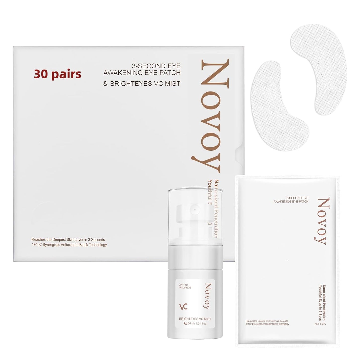 30 Pairs 3-Secs Melting Collagen Under Eye Patches with Vitamin C Serum, Under Eye Mask for Puffy eyes and Dark Circles | Retinol+Hyaluronic+Niacinamide+Ceramides,Korean Popular Eye Patches