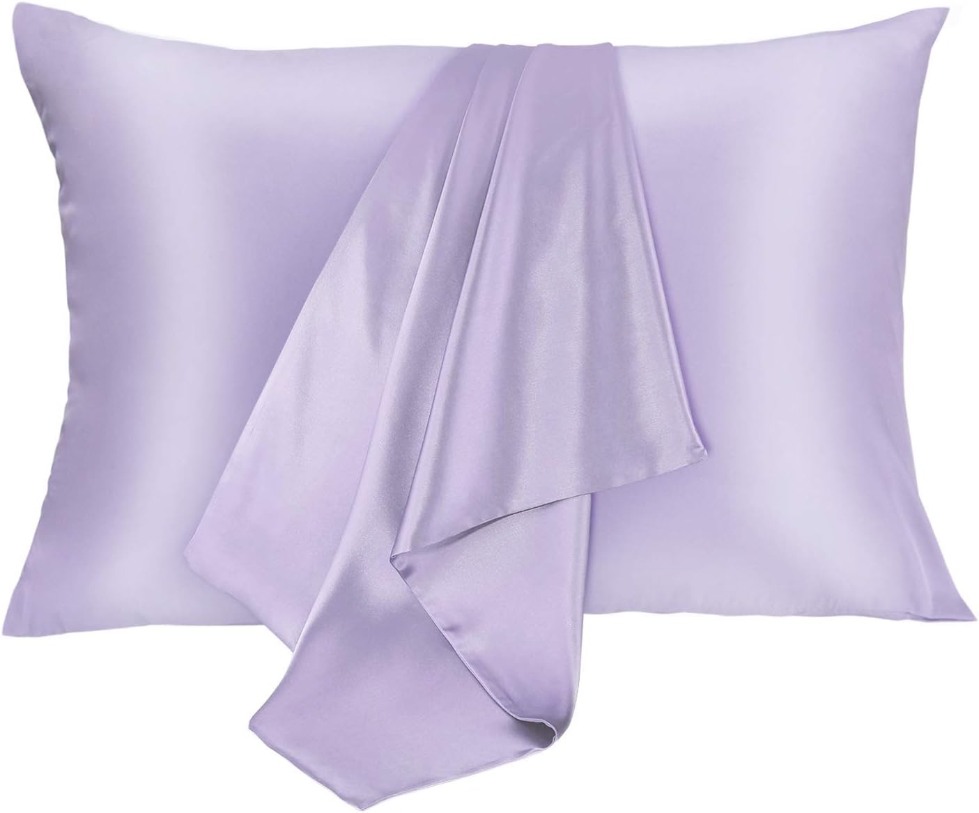 Silk Pillowcase for Hair and Skin 2 Pack 100% Mulberry Silk Bed Pillowcase Hypoallergenic Soft Breathable Both Sides Silk Pillow Case with Hidden Zipper, Pillow Cases (King, Light Purple)