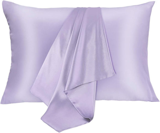 Silk Pillowcase for Hair and Skin 2 Pack 100% Mulberry Silk Bed Pillowcase Hypoallergenic Soft Breathable Both Sides Silk Pillow Case with Hidden Zipper, Pillow Cases (Queen, Light Purple)