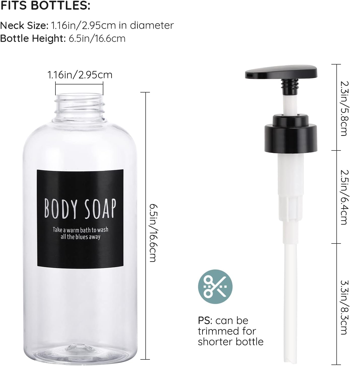 Shower Bottles with 2 Extra Pumps, Segbeauty 3 Packs of 16.9oz Shampoo and Conditioner Bottles with Funnel, 500ml Clear Refillable Bathroom Body Wash Dispenser, Reusable PET Squeeze Bottles with Pump