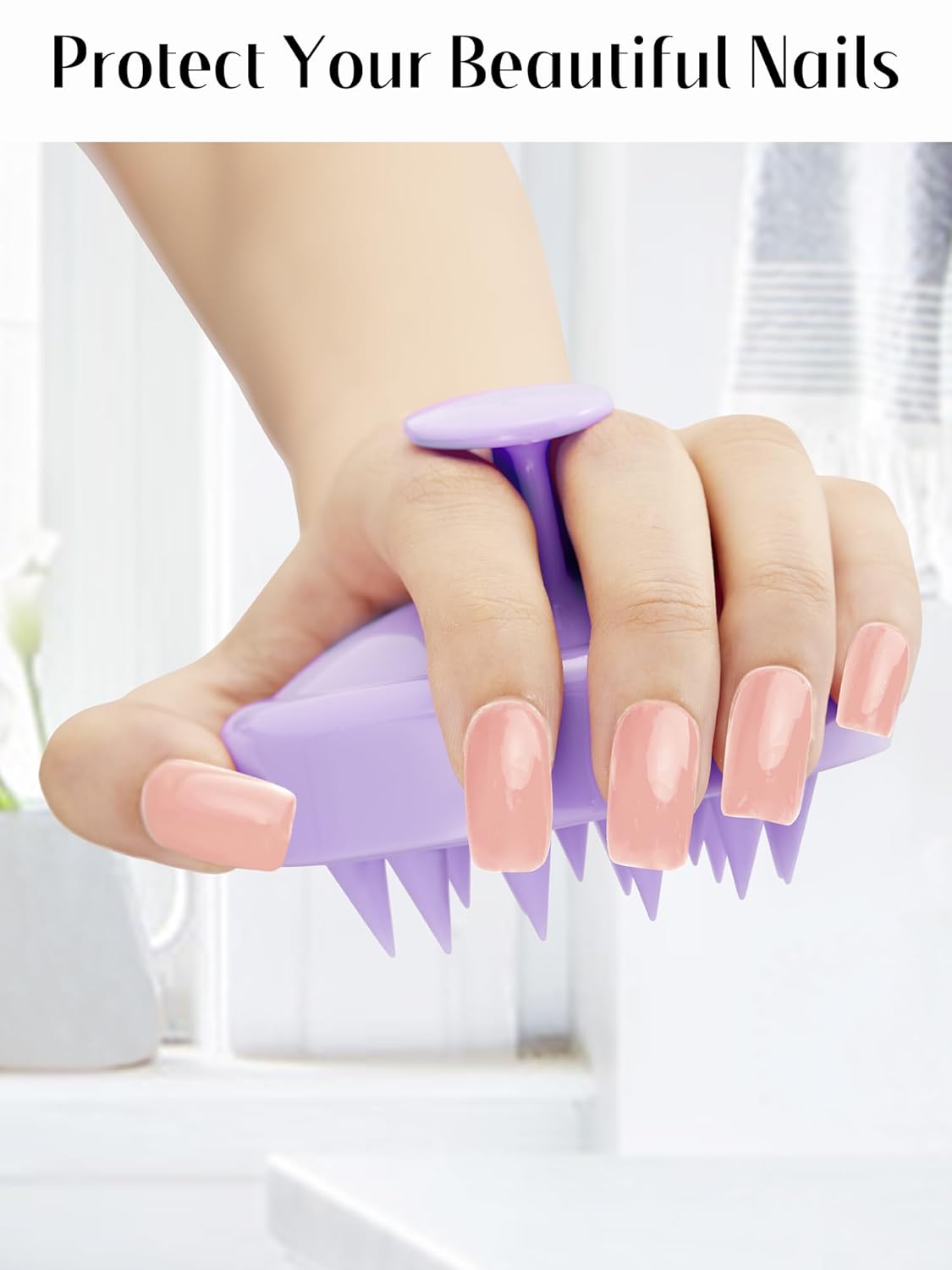 HEETA Shampoo Scalp Brush Massager Hair Growth, Scalp Scrubber with Soft Silicone Bristles for Dandruff Removal, Hair Brush Exfoliator, Light Purple