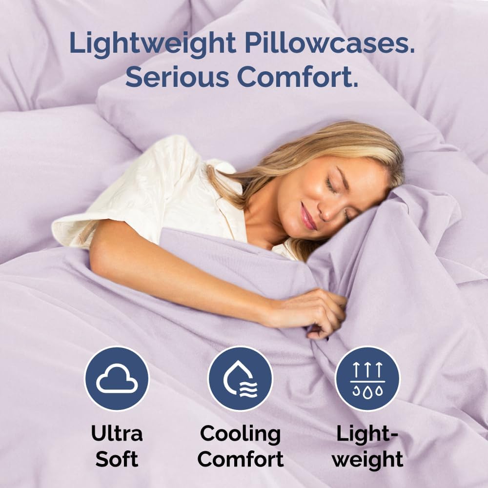 Queen Pillow Cases Set of 2 - Ultra Soft Hotel Quality Pillowcase Covers - Comfy, Cozy & Wrinkle Free - Shrinkage and Fade Resistant - Machine Washable Pillow Protectors - 2 Piece Set - Light Lavender