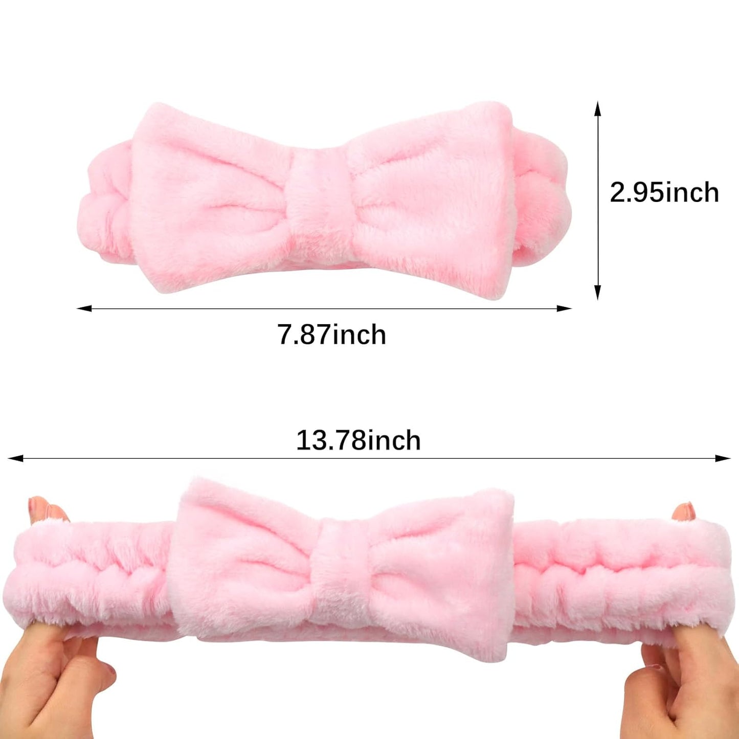 CIEHER 8 Pcs Spa Headbands - 1 White + 7 Pink, Microfiber Hairbands for Bachelorette Party Favors, Bridal Shower Decorations, Skincare Makeup Headbands for Girls, Women's Accessory