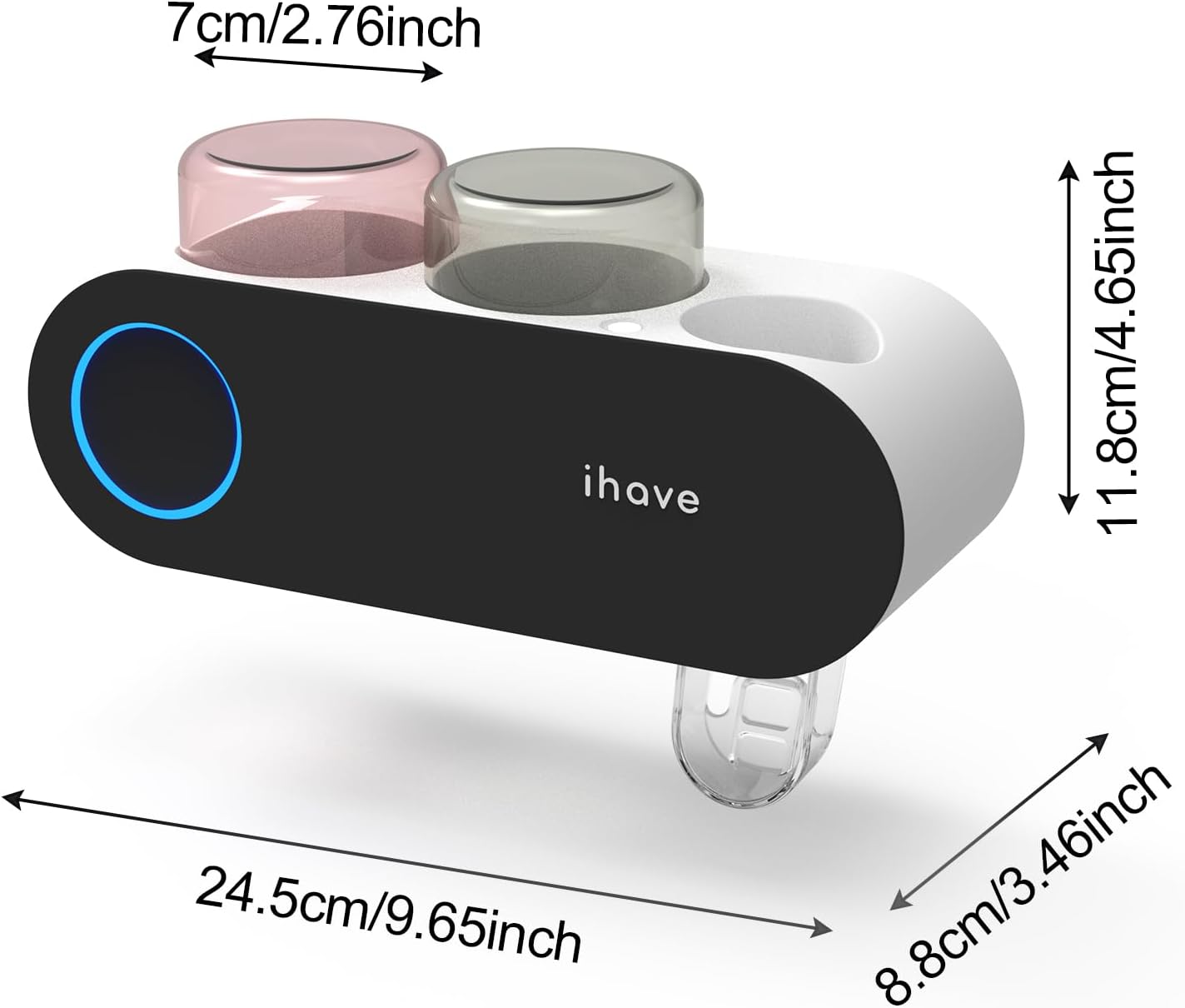 iHave Toothbrush Holders for Bathrooms, UV Toothbrush Sanitizer and Holder Smart Home Bathroom Accessories, 2 Cups Electric Toothbrush Holder Wall Mounted with Toothpaste Dispenser Bathroom Decor