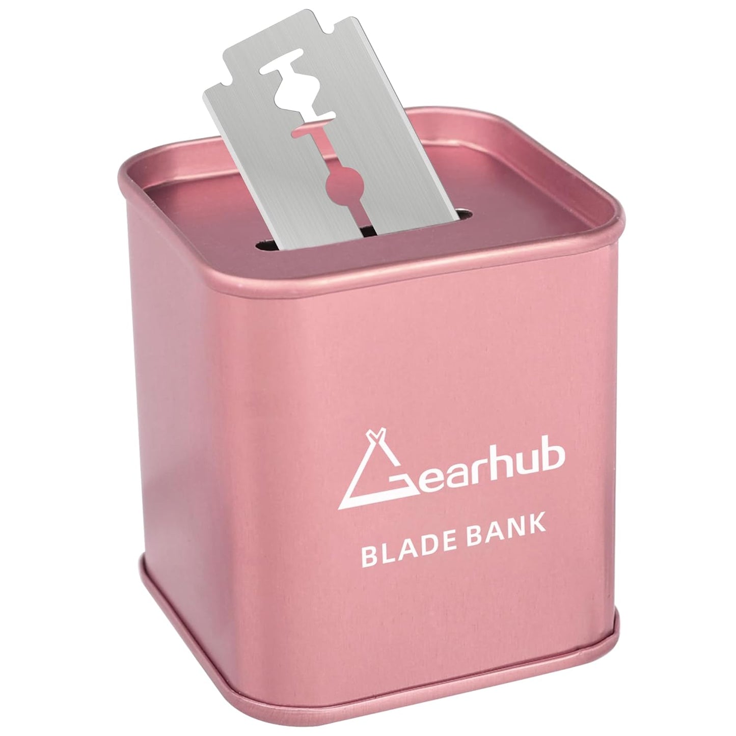 Gearhub Blade Bank Safely Store Used Safety Razor Blades Large Capacity Disposal for Barber Shops & Personal Use Sealed Design Holds 300+ Blades Matte Pink