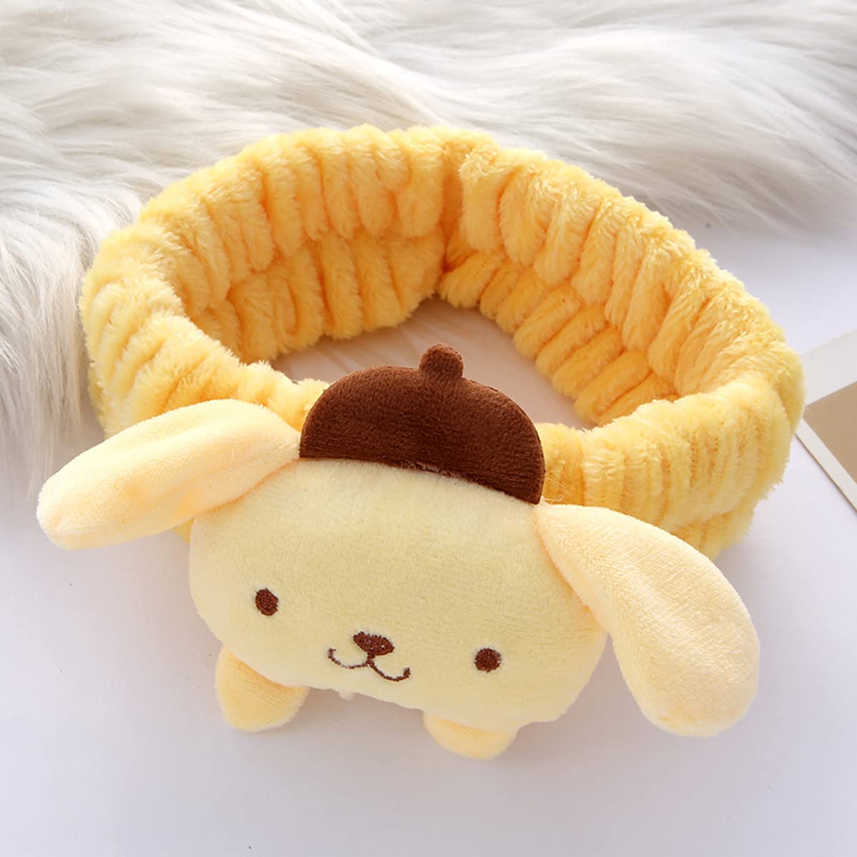 Kawaii Spa Headband for Washing Face, Cute Yellow Headband for Make Up, Washing, Party, Soft Headband for Woman Girls