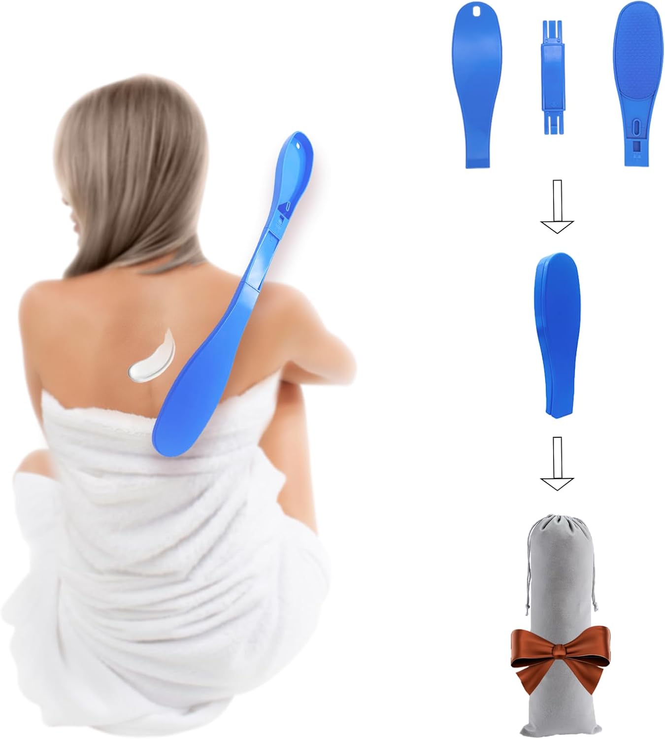 Back Scratcher for Women,Lotion applicator for Back,Handicap Accessories for Daily Living,applicator Pads,Gifts for Seniors,self Tanner Back applicator,Long Handled Sponge,Lotion Stick