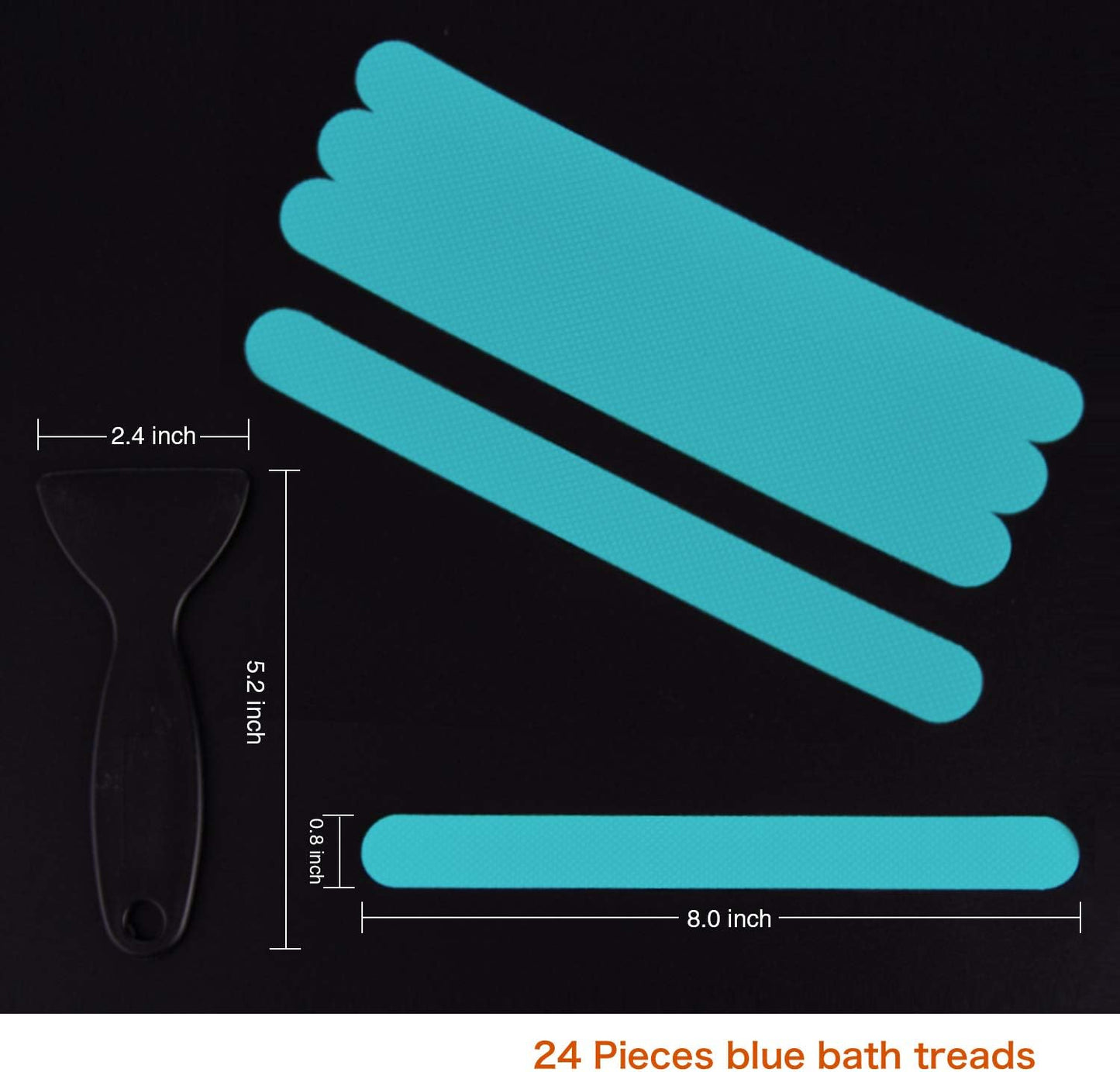 Non-Slip Bathtub Stickers Safety Bathroom Tubs Showers Treads Adhesive Decals Scraper (Blue)