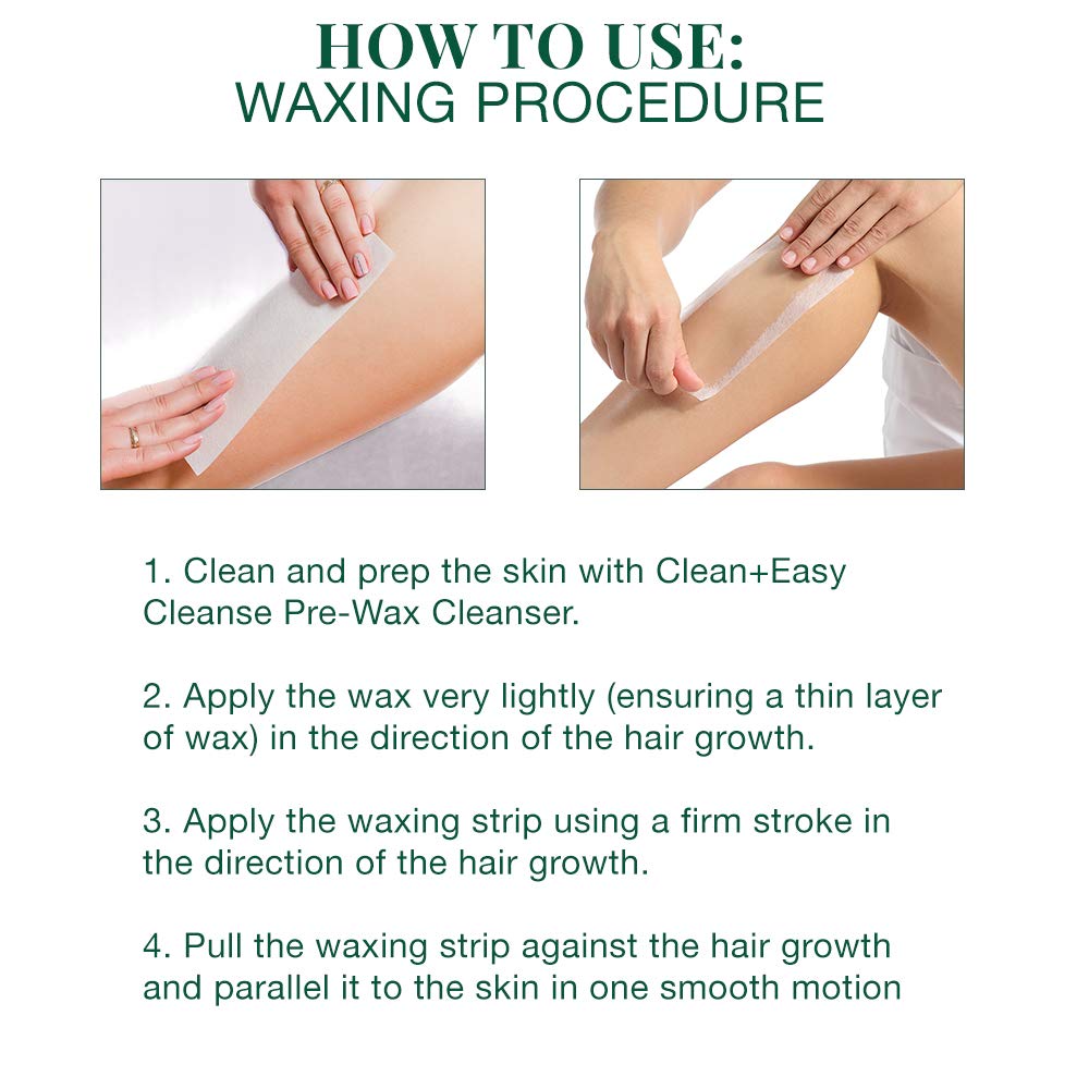 Clean + Easy Roll On Wax Kit – Roll On Wax Warmer for Hair Removal with Roller, Cartridges, Strips, Pre and Post Waxing Care, Roller Waxing Kit for Estheticians – 120V