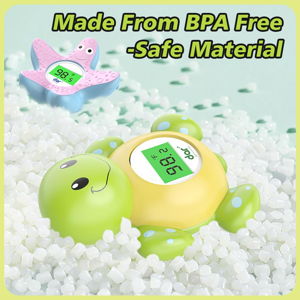 Baby Bath Thermometer with Timer, Safety Digital Water Temperature Thermometer with 3 Color Backlit and Temperature Warning, Bath Tube Floating Toy for Infant, Toddler