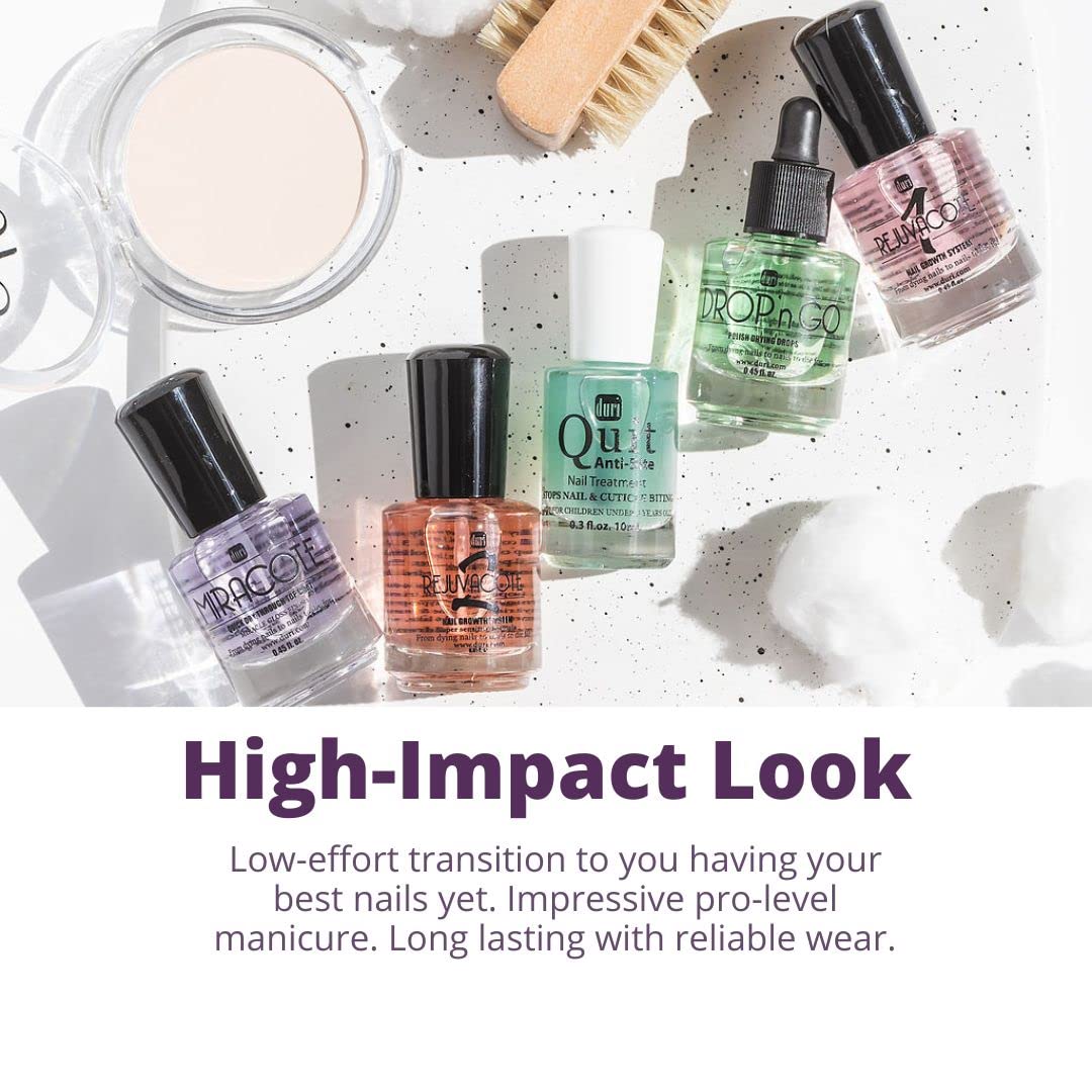 duri Miracote Quick-Dry Top Coat - High Gloss Finish, Chip Resistant, Long Wear - Nail Polish Protector for Strength and Growth | Pack of 3