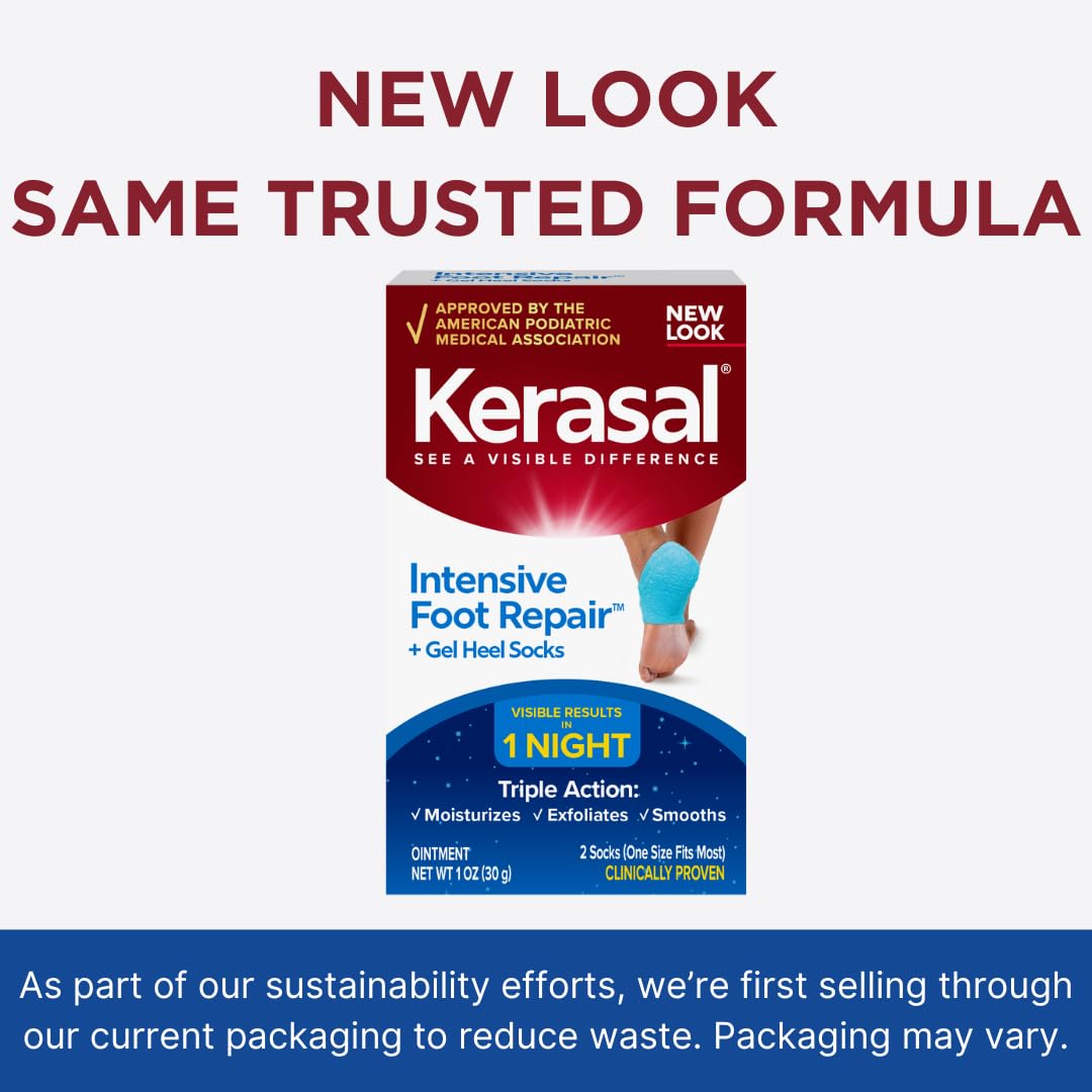 Kerasal Intensive Foot Repair Skin Healing Ointment, 1 Oz and Moisturizing Gel Socks, One Pair (Packaging May Vary)