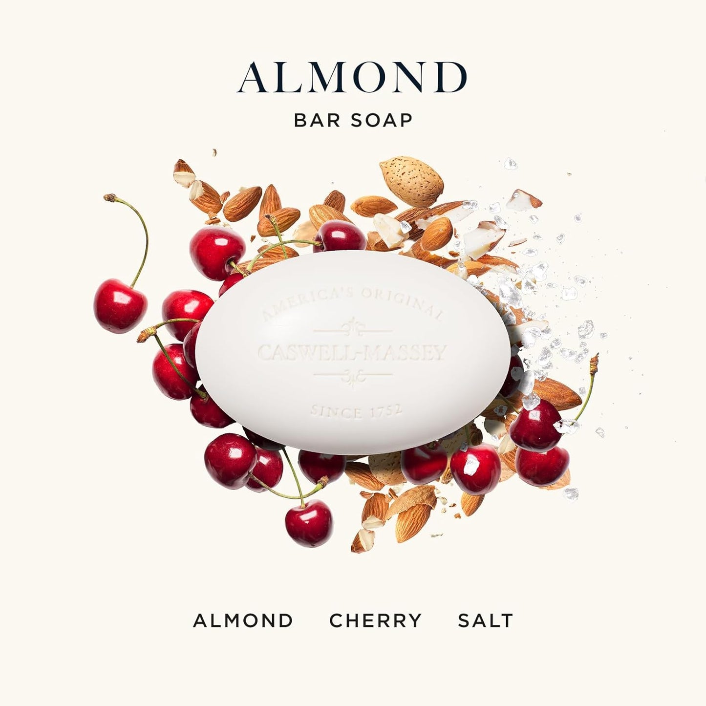 Caswell-Massey Almond Natural Bar Soap for Men & Women, Moisturizing Body Soap Bar for All Skin Types, Made with Essential Oils & Plant-Based Formula for Soft Skin, Made in USA, 5.8 oz