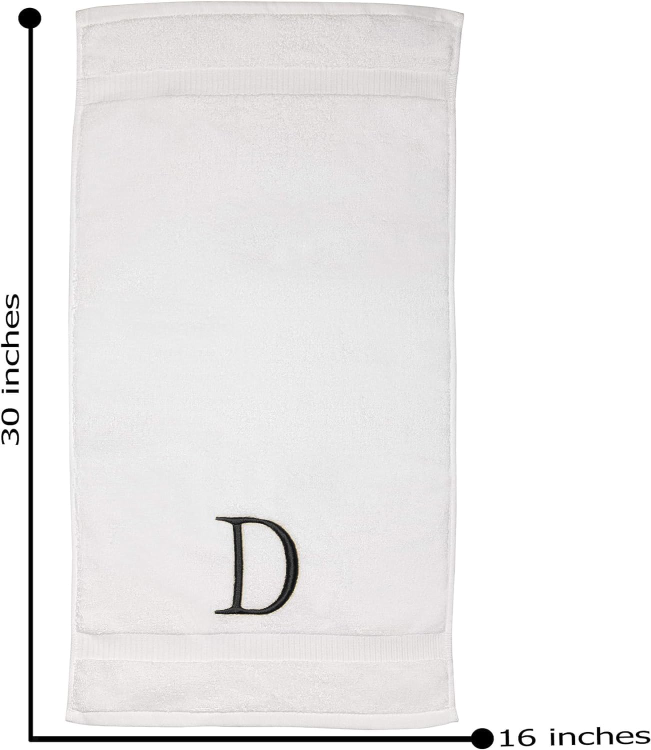 Dark Gray Luxury Hand Towel for Bathroom - Monogrammed Initial Hotel Quality Decorative Embroidered Towel for Powder Room, Spa - GOTS Organic Certified - Pack of 2, Letter D