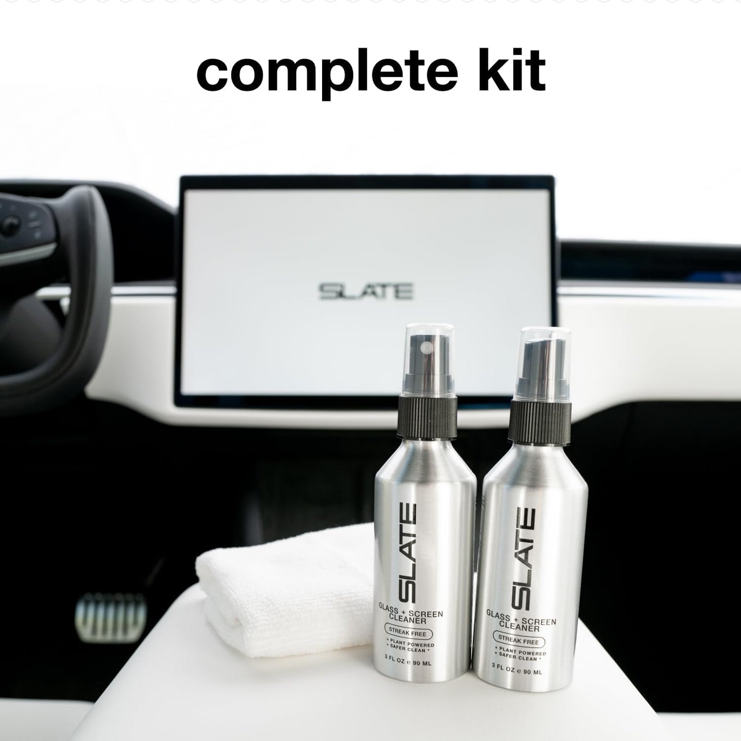 Slate Screen Cleaner Spray and Microfiber Cloth - Streak Free - Cleans Laptop, Computer, Tablet, Phone, TV, and Car Screens, Biodegradable Plant-Based Formula, Touch Safe, 3oz 2-Pack
