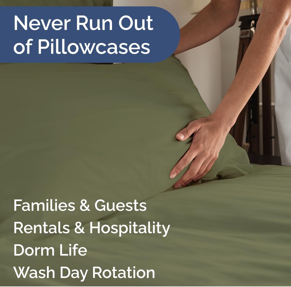 King Pillow Cases Set of 10 - Ultra Soft Hotel Quality Pillowcase Covers - Comfy. Cozy & Wrinkle Free - Shrink, Stain and Fade Resistant - Machine Washable Pillow Protectors - 10 Pcs Set - Sage Green