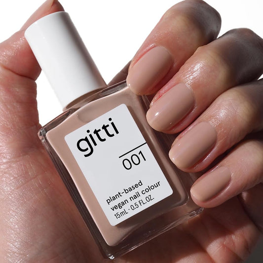 gitti Plant-based Nail Polish I Non-Toxic, 30-Free, Based On Natural Origin Ingredients, Cruelty-Free, Vegan, High Performance Colors, Glossy Finish, Shade no. 001 Hazel Glaze (0.5 fl oz)