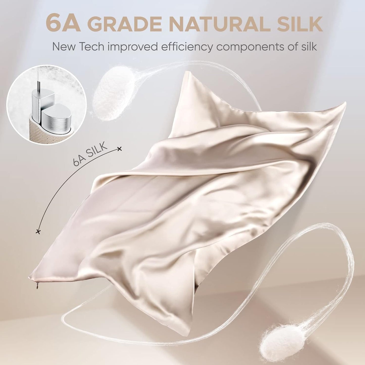 100% Pure Mulberry Silk Pillowcase for Hair and Skin - Allergen Resistant Dual Sides,600 Thread Count Silk Bed Pillow Cases with Hidden Zipper,1pc,Queen Size,Taupe