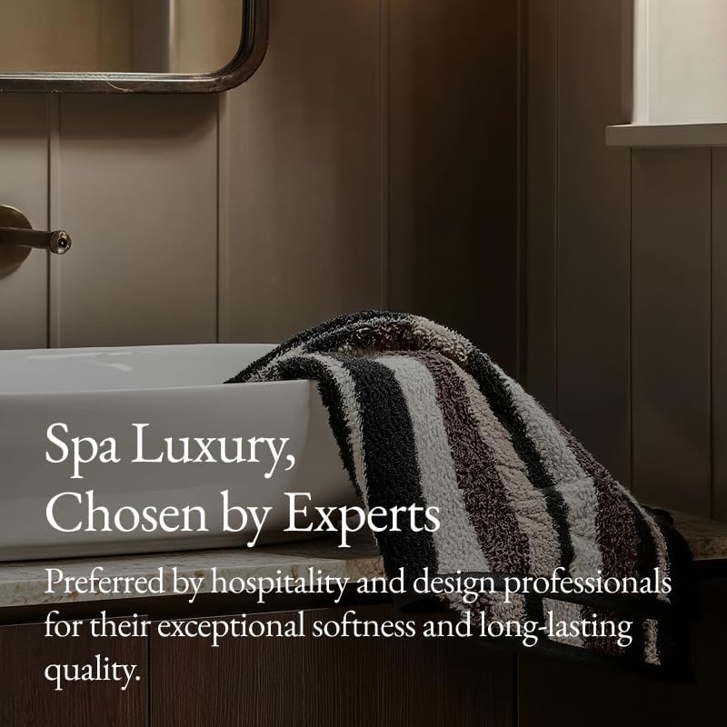 Italic Ultraplush Luxe 6 Piece Towel Set – 2 Bath Sheets, 2 Hand Towels, 2 Washcloths – 800GSM Soft, Highly Absorbent & Quick Drying, Resort Grade 100% Australian Cotton Towels (Stripe Multi-Color)