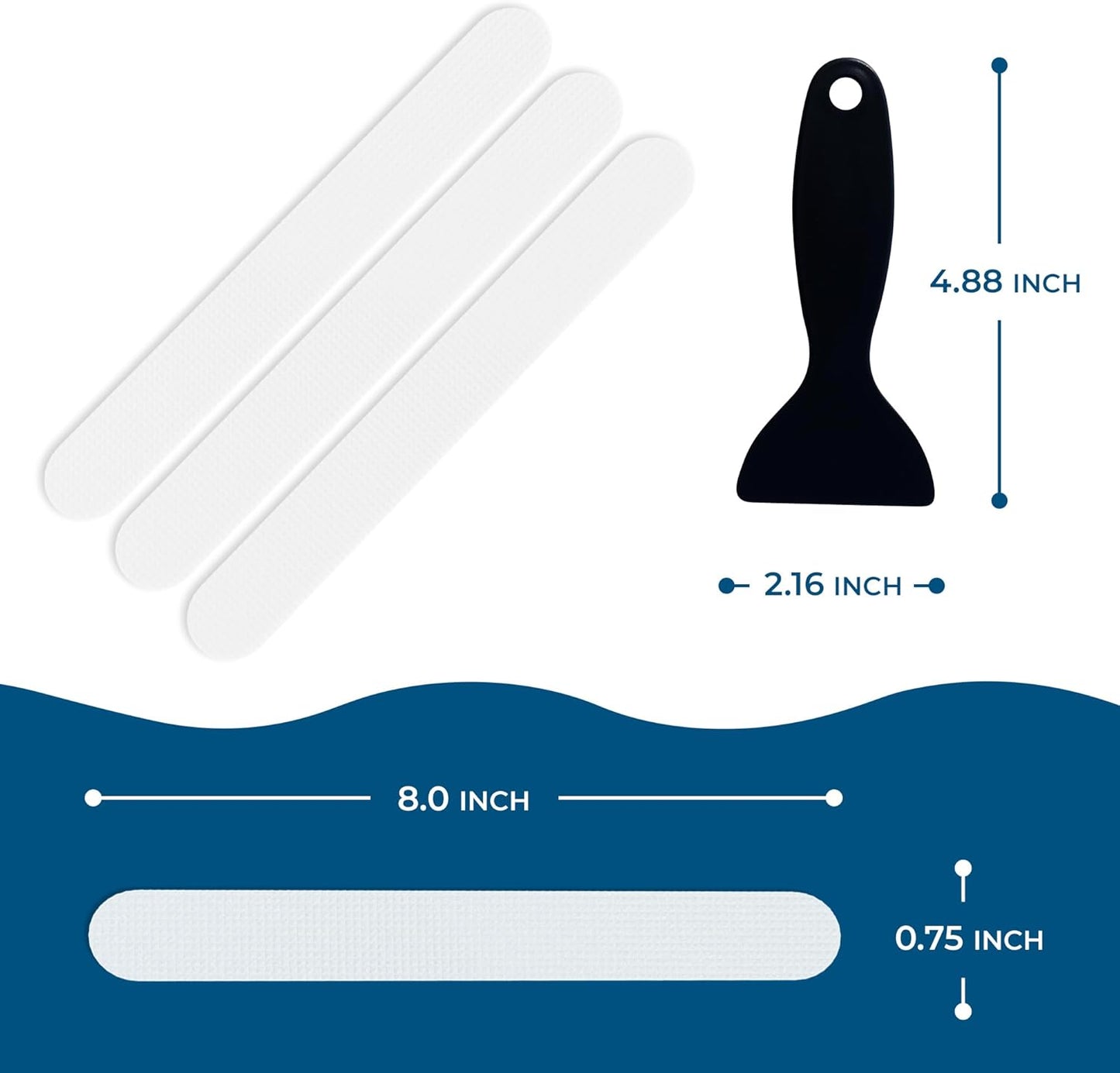 Homergy Anti Slip Shower Stickers 24 PCS, White Non-Slip Shower Strips for Adults, Premium Adhesive Bath Tub Stickers