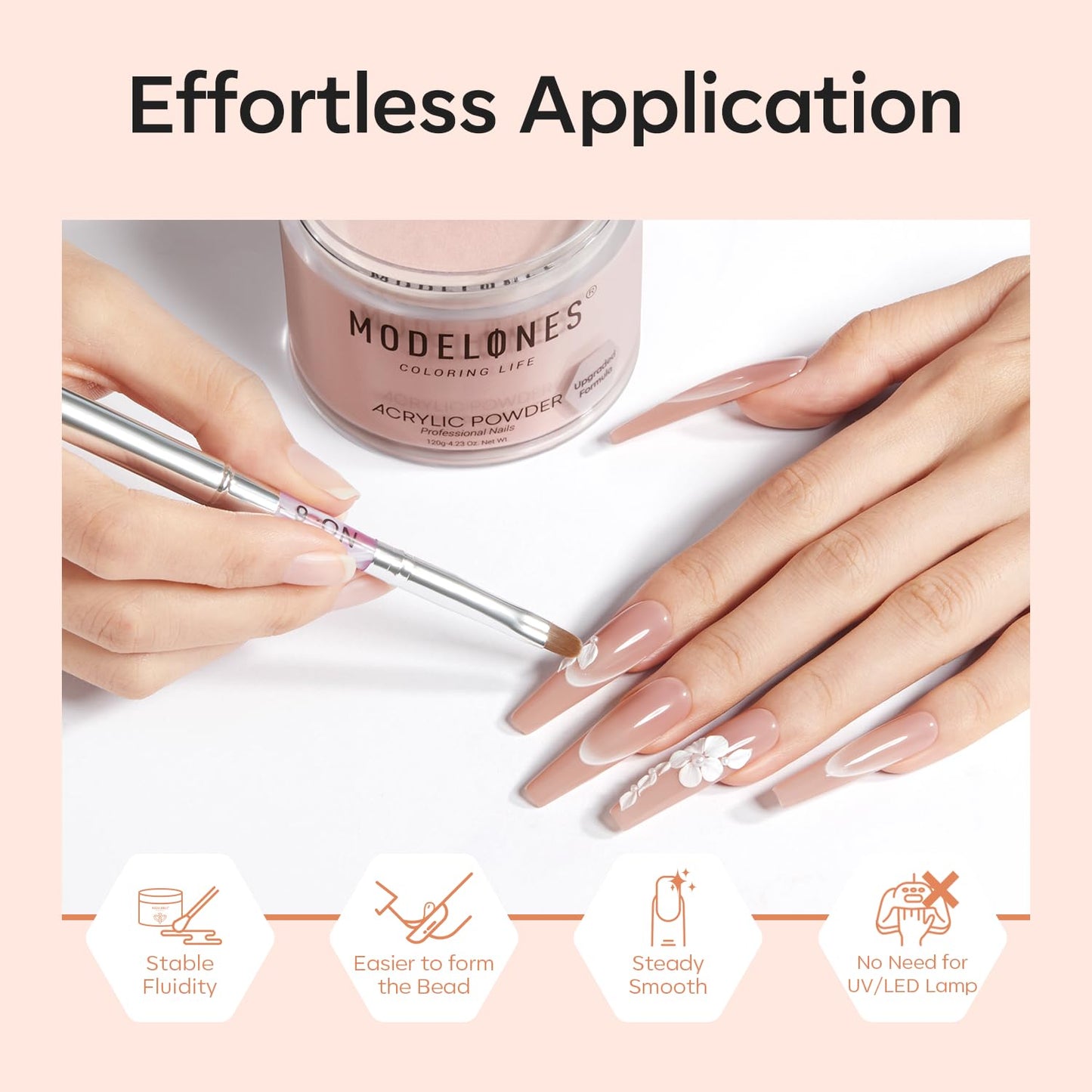 Modelones Acrylic Powder, 4.23oz Upgraded Dark Pink Nail Acrylic Powder for Nail Art 3D Carving French Nails Extensions, Non-Yellowing, Gifts for Women