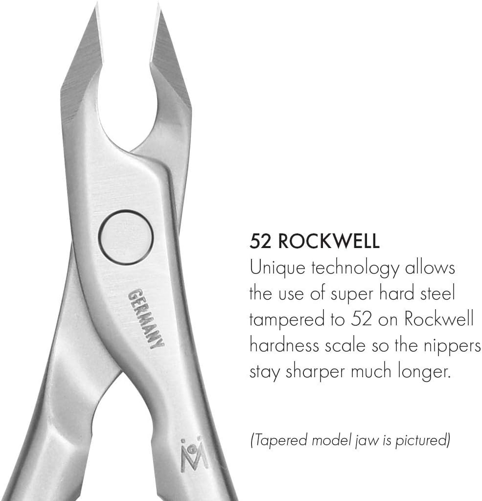 GERMANIKURE Standard Professional Cuticle Trimmer - 1/2 Half Jaw Nipper - Ethically Made in Germany - FINOX Stainless Steel Sharp Cuticle Remover in Leather Case – Manicure Tool, r175, 5mm