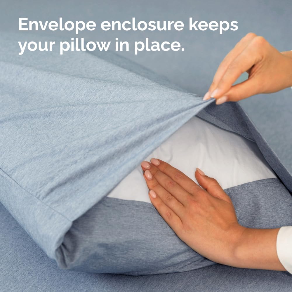 King Pillow Cases Set of 2 - Ultra Soft Hotel Quality Pillowcase Covers - Comfy, Cozy & Wrinkle Free - Shrinkage and Fade Resistant - Machine Washable Pillow Protectors - 2 Piece Set - Heathered Blue