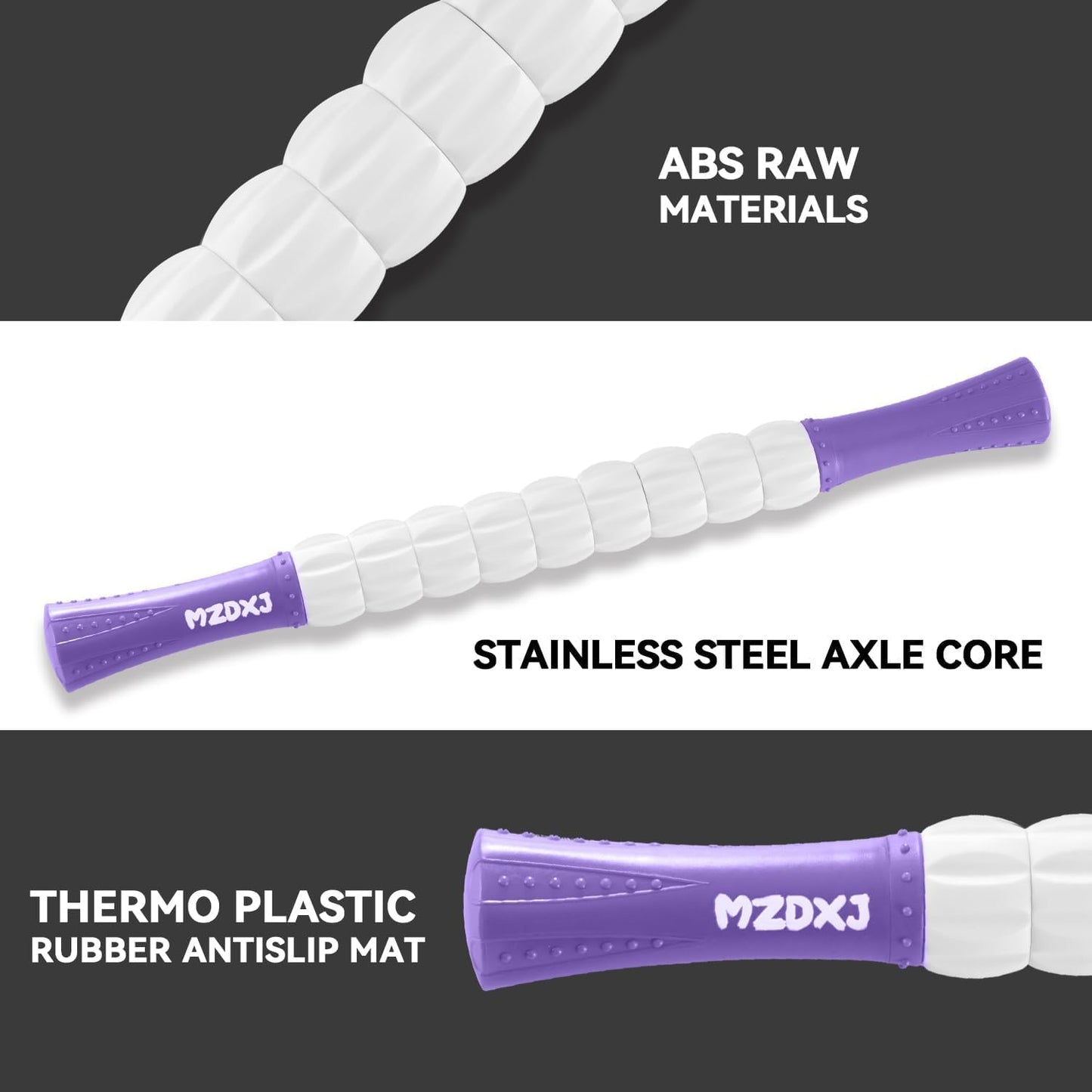 Muscle Roller Stick for Athletes - Deep Tissue Fascia Blaster & Roller Massager for Myofascial Pain Relief - Handheld Physical Therapy & Recovery Tool(Purple White-18 inch)