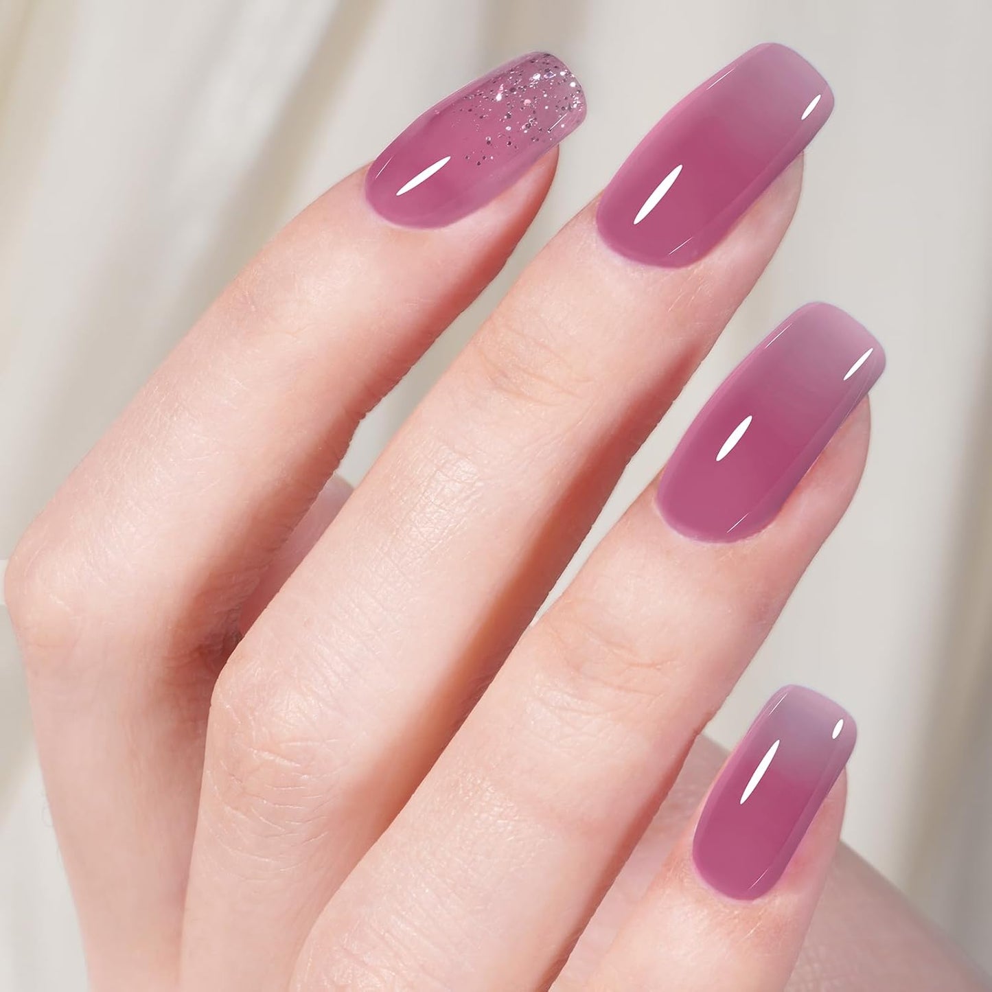 AILLSA Jelly Gel Nail Polish Violet Purple Translucent Gels Polish Jewel Grape Sheer Nail Polish Wine Color Dark Nail Gel Long Lasting Soak Off U V Gel for Nail Art at Home 0.51 Fl Oz /GB91