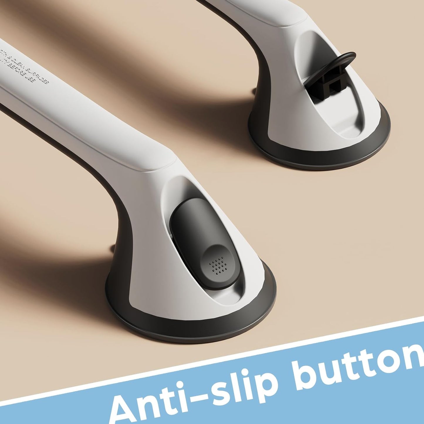 2 Pack 16 Inch Grab Bars for Bathtubs and Showers for Seniors, Heavy Duty Shower Handle for Elderly, Suction Cup Removable Handrails Handicap Bath Grip Bathroom Safety Grips (Black and White