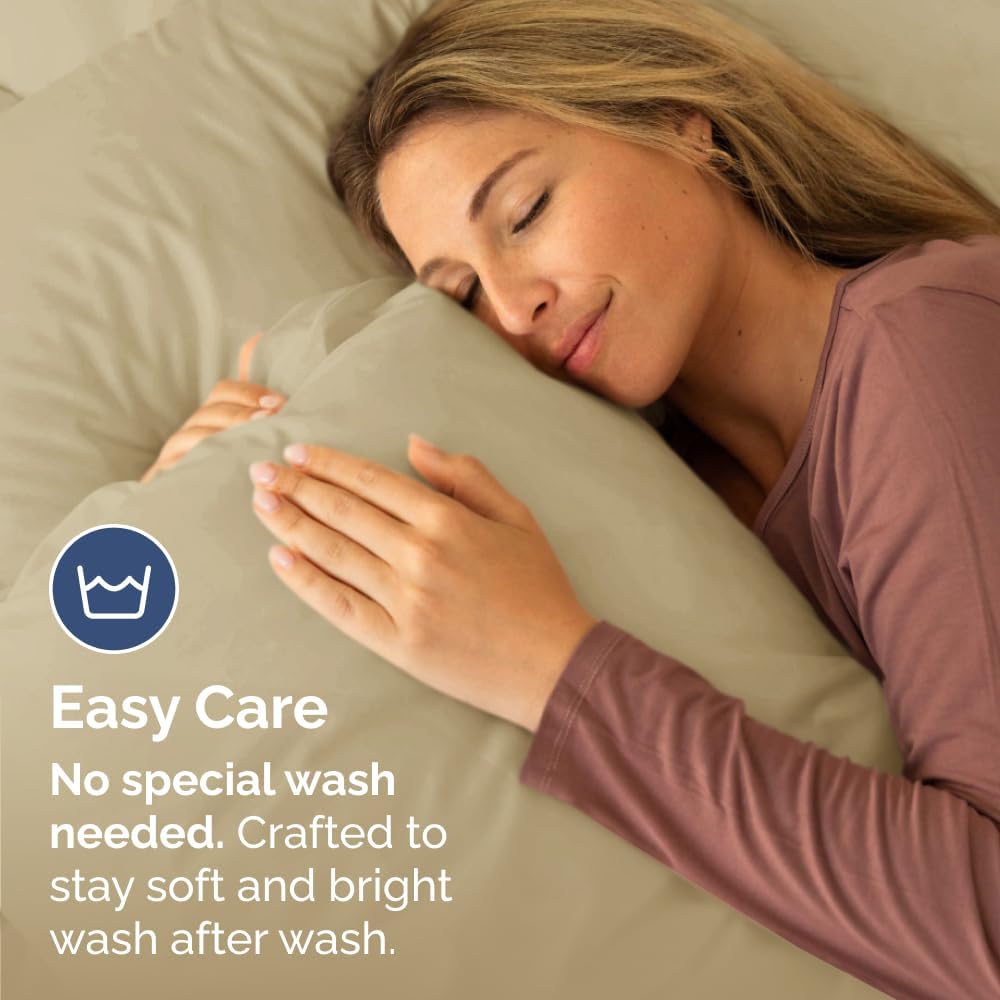 Standard Pillow Cases Set of 2 - Ultra-Soft Hotel Quality Pillowcase Covers - Comfy & Wrinkle Free - Stain and Fade Resistant - Machine Washable Pillow Protectors - 2 Piece Set - Standard Size Beige