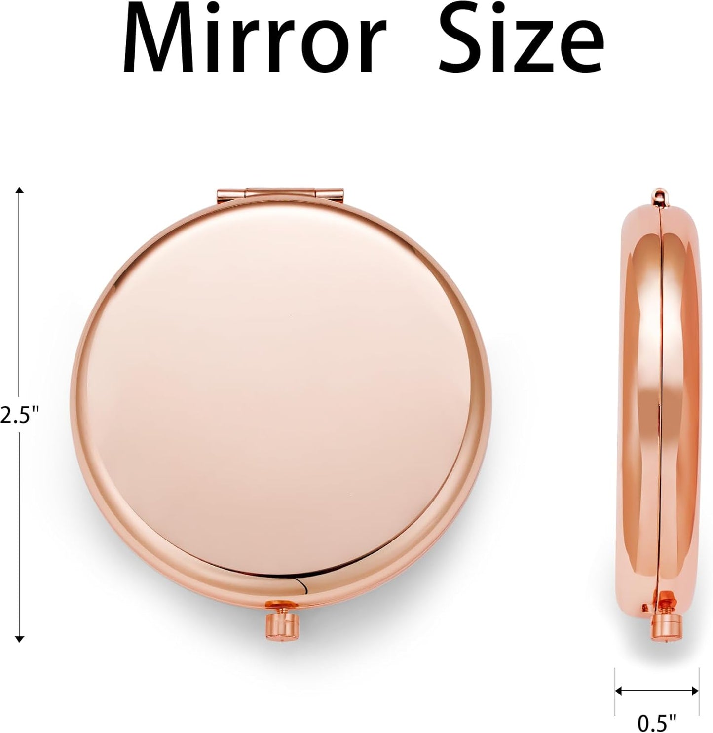 Compact Mirror, Pocket Travel Makeup Mirror for Purse, Metal Round Shell, 2-Sided 1X/2X Magnifying, Portable, Folding, Handheld, Rose Gold, 6 Pack