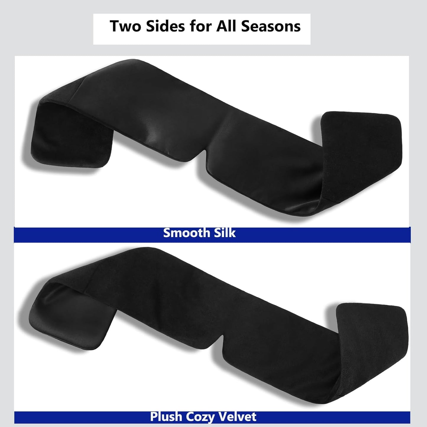 Weighted Eye Mask Silk ALASKA BEAR for Sleeping, Wraparound Style Compression, Wide Headband and Large Coverage Ears for Sound-muffling, Microwavable Beads Filled