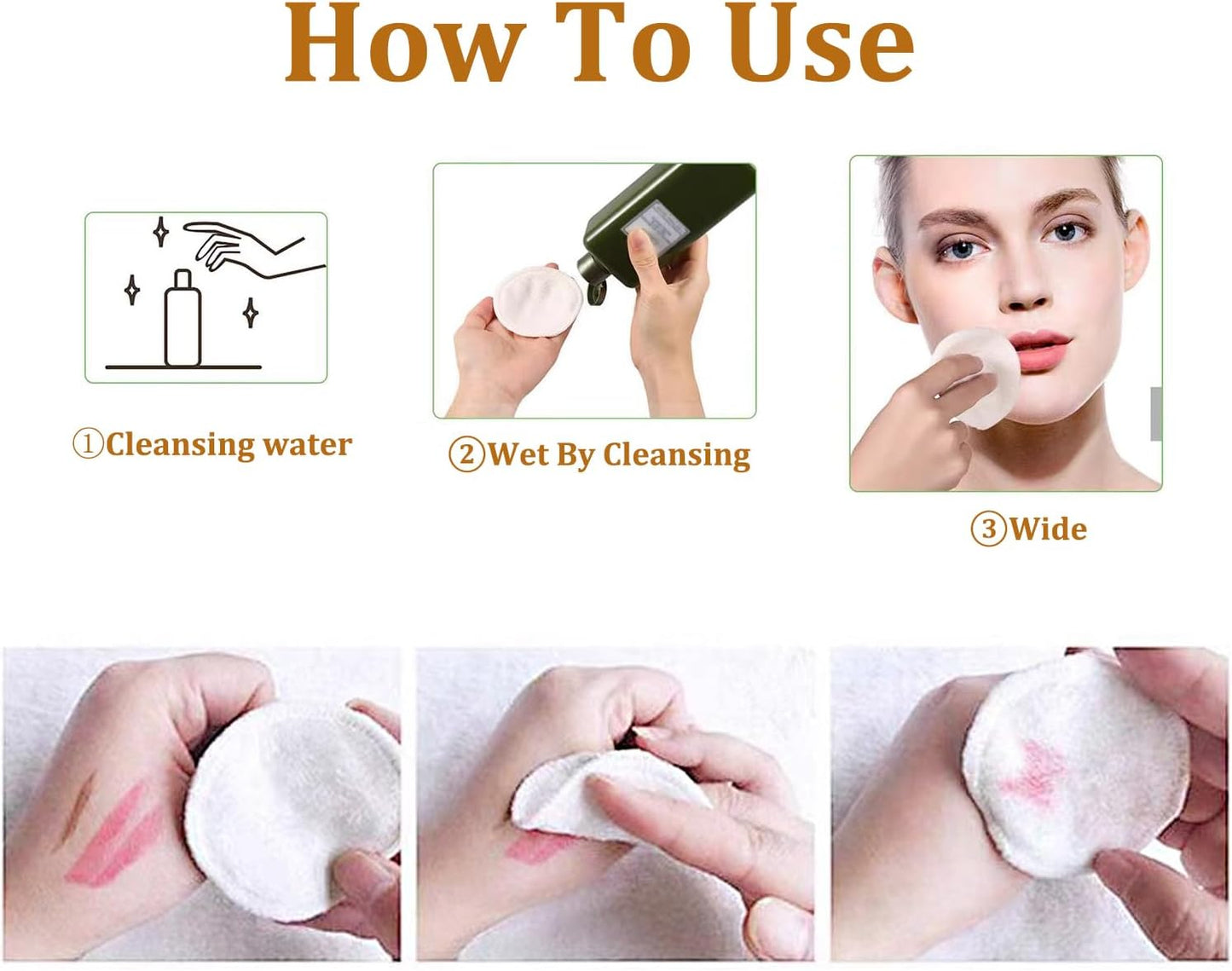 Reusable Makeup Remover Pads, Eco-Friendly Bamboo Cotton Rounds Face Pads, Facial Cleansing Cotton Rounds with Washable Mesh Pouch, 4 Count