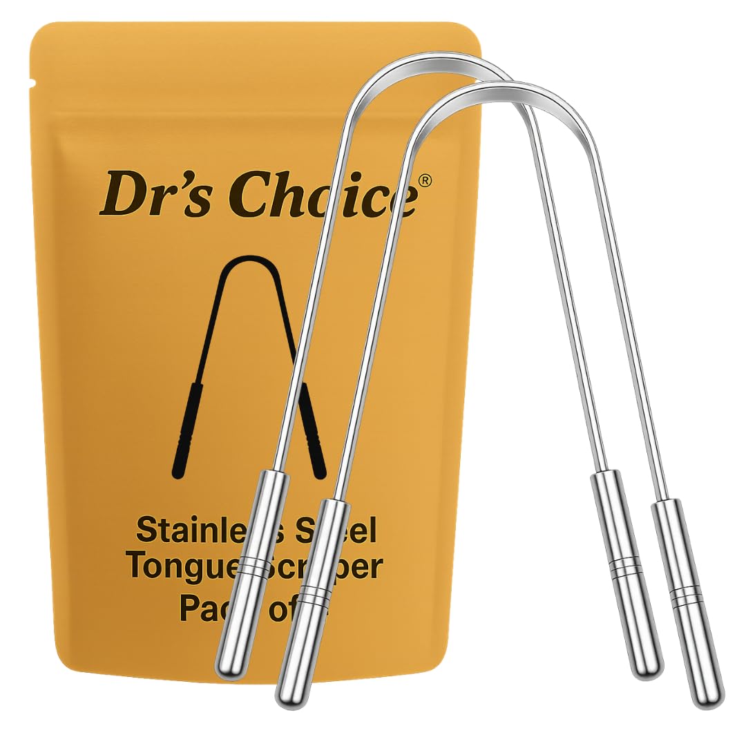 Stainless Steel Tongue Scraper for Adults – Durable, Rust-Resistant Tongue Cleaner with Ergonomic Grip for Daily Oral Care & Fresh Breath – Reusable & Travel-Friendly (Pack of 2)